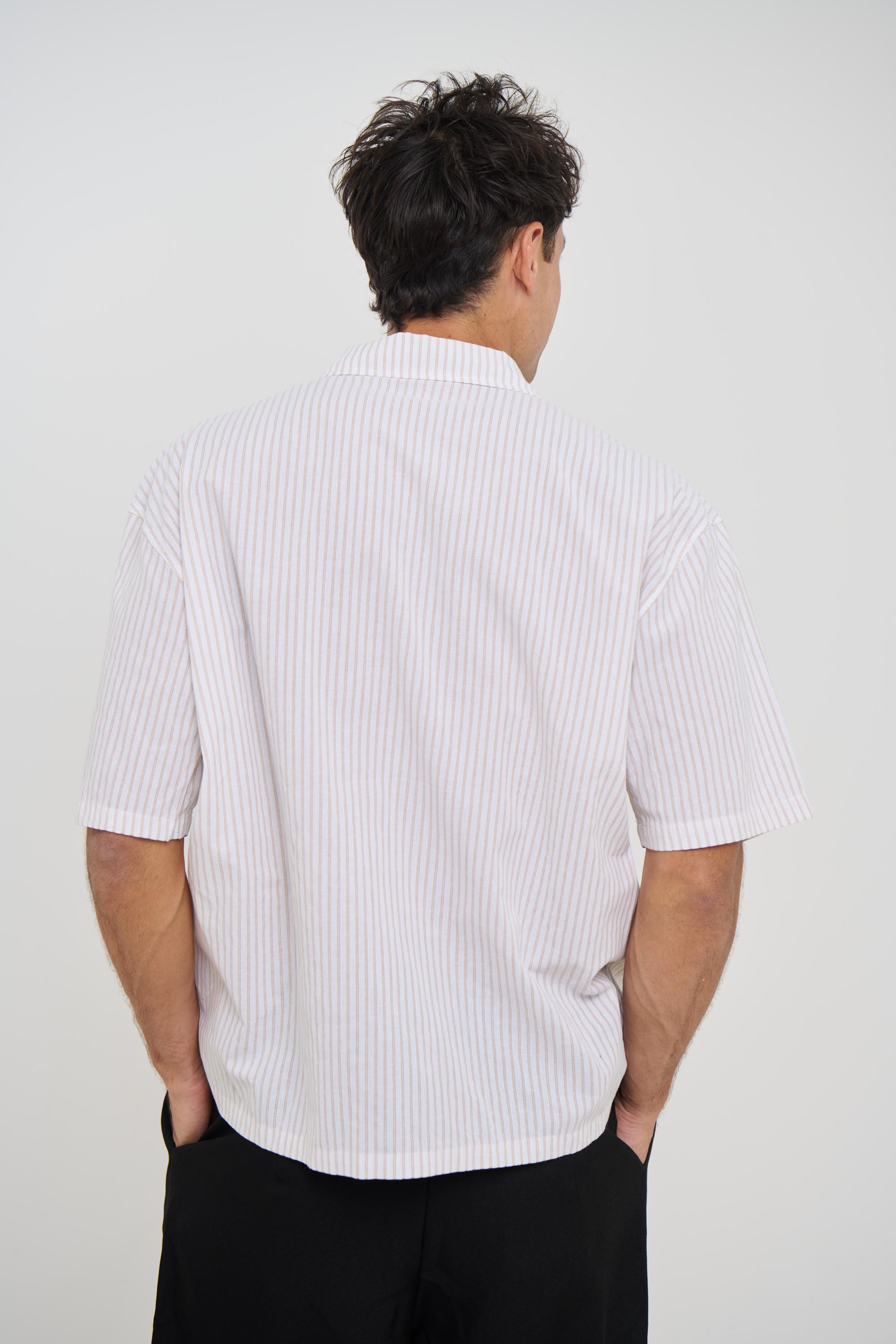 Nathaniel Drop Shirt Stripe Coffee