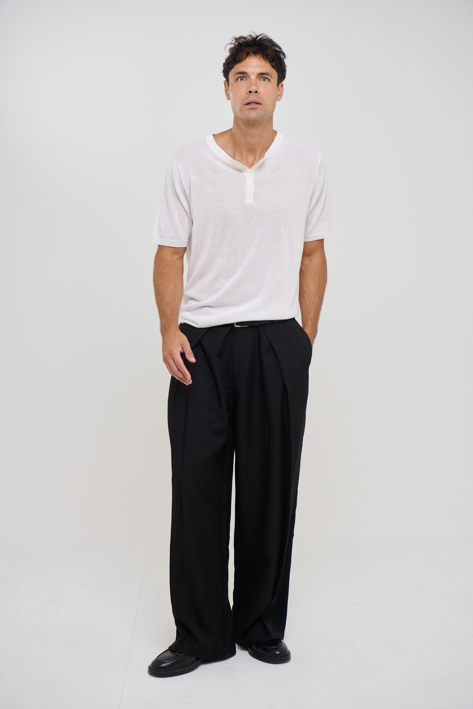 Knitted Henley Tee White