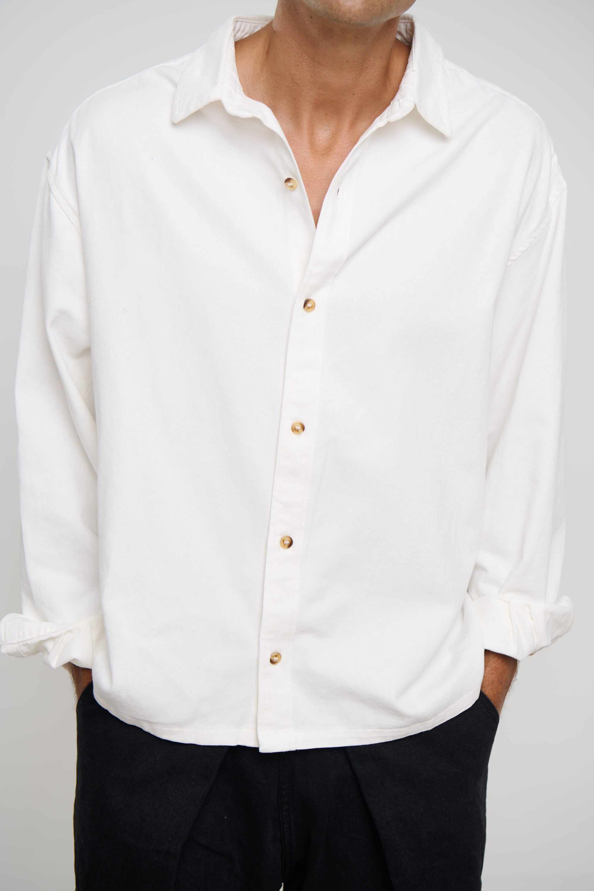 Phillip Washed Cotton Overshirt White