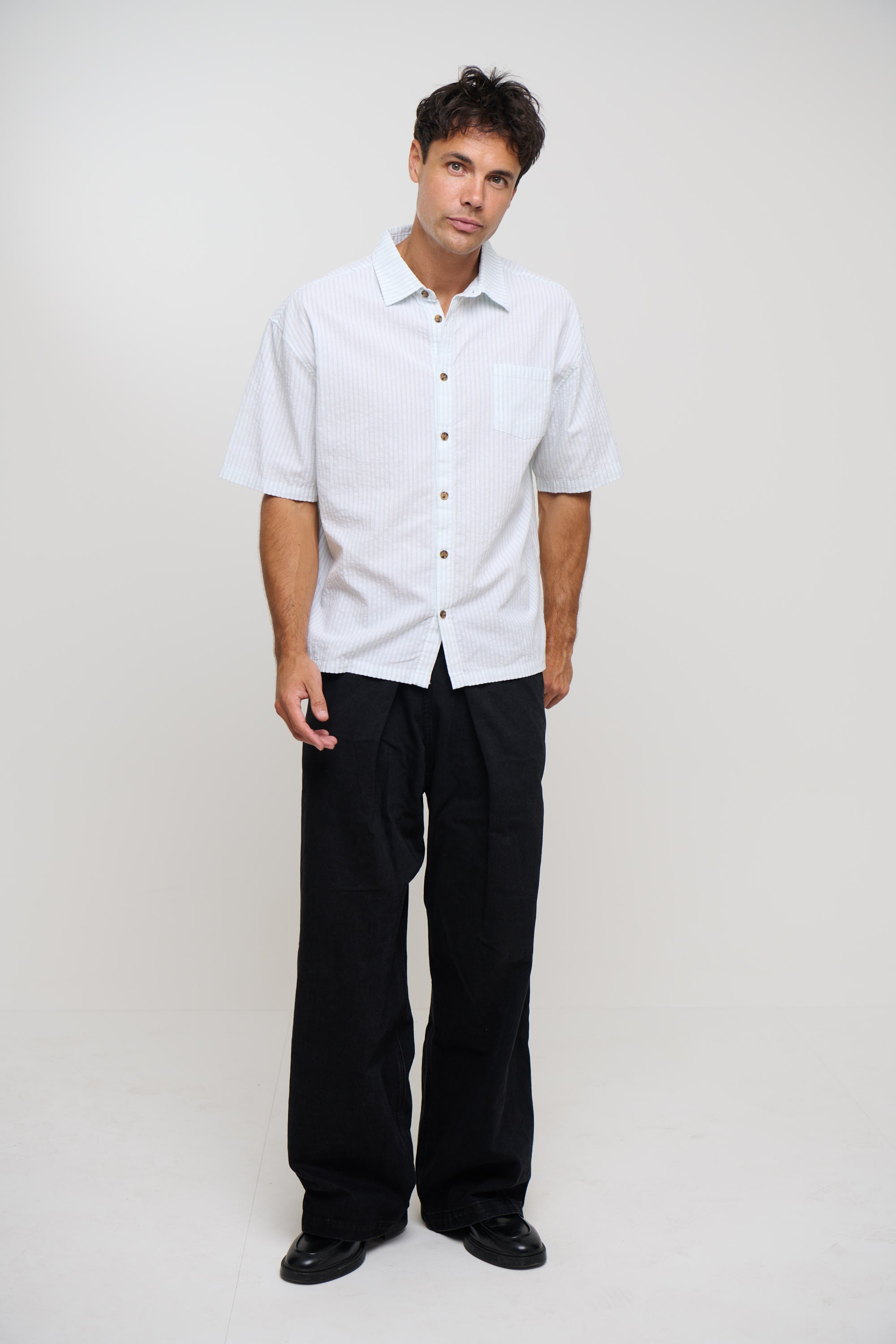 Nathaniel Drop Shirt Stripe Sage