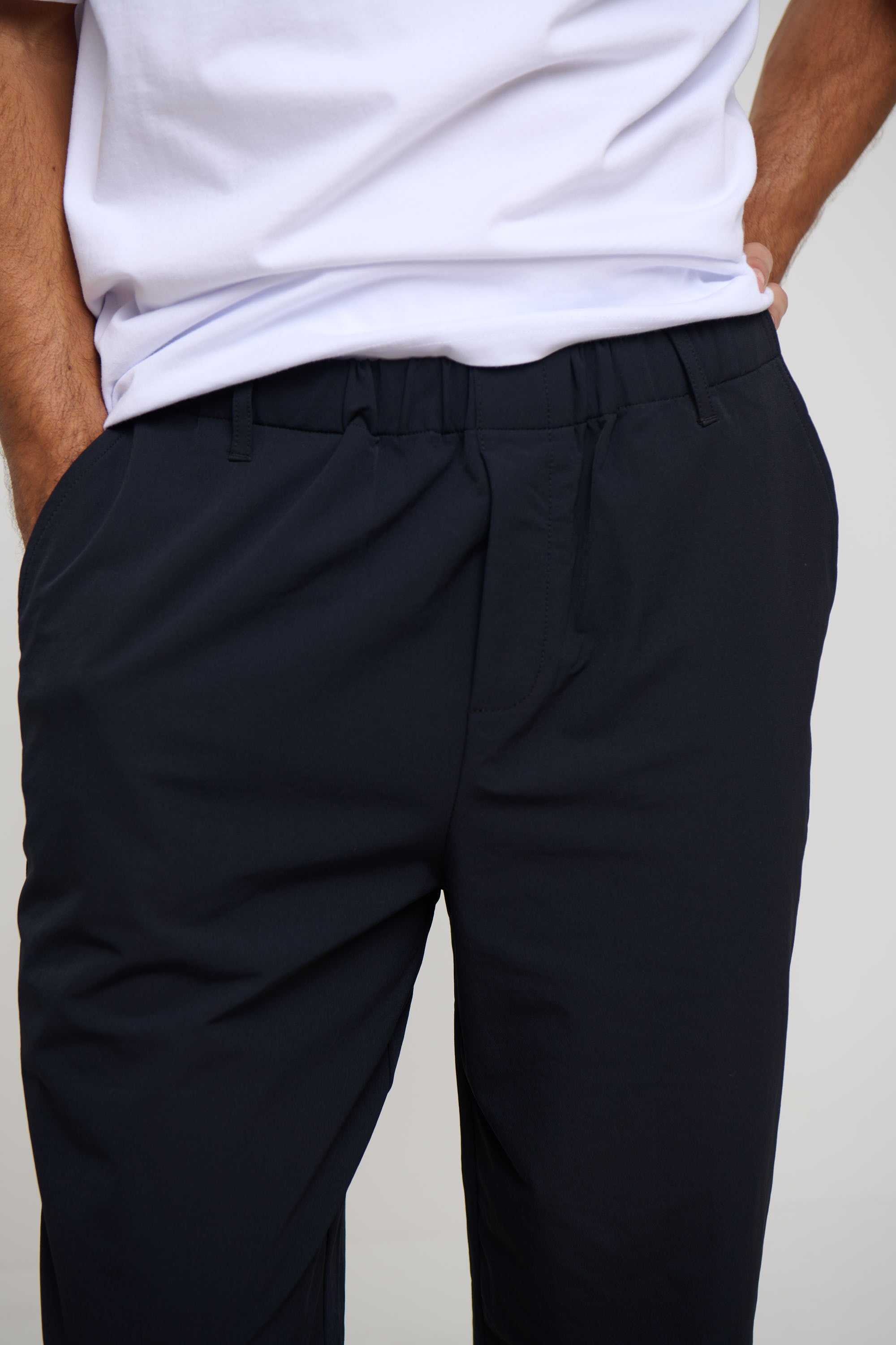 Elastic Waist Casual Pant Black