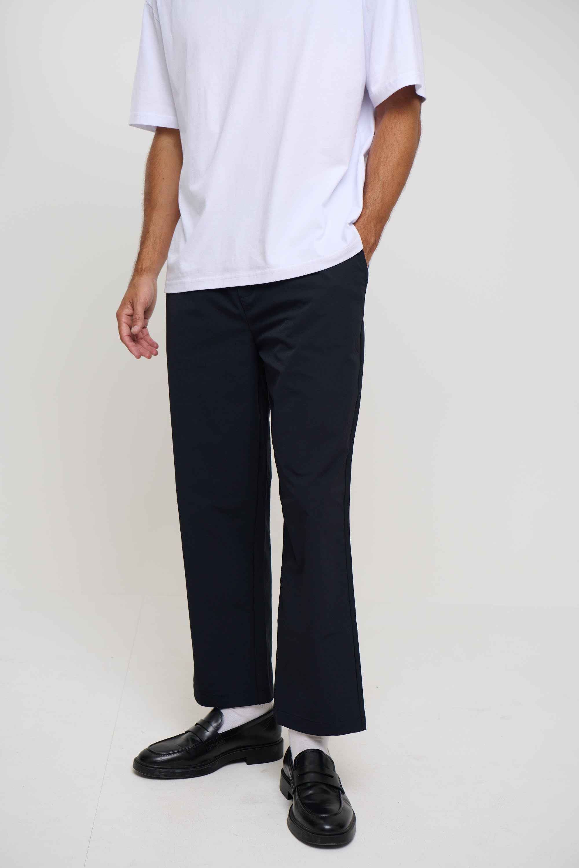Elastic Waist Casual Pant Black