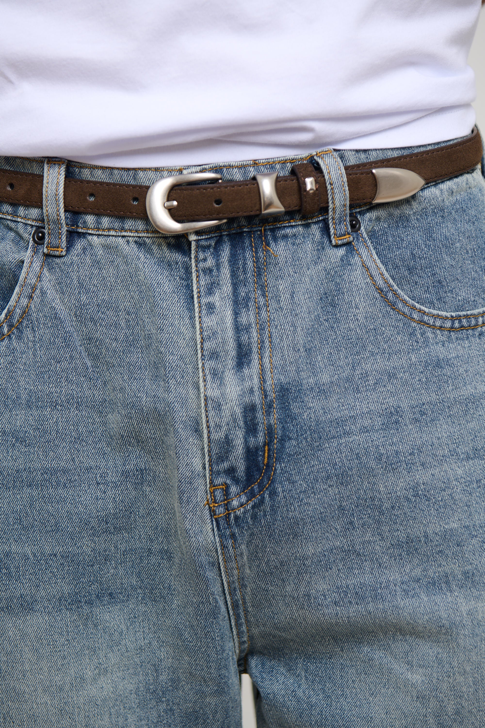 Leon Genuine Suede Belt Choc