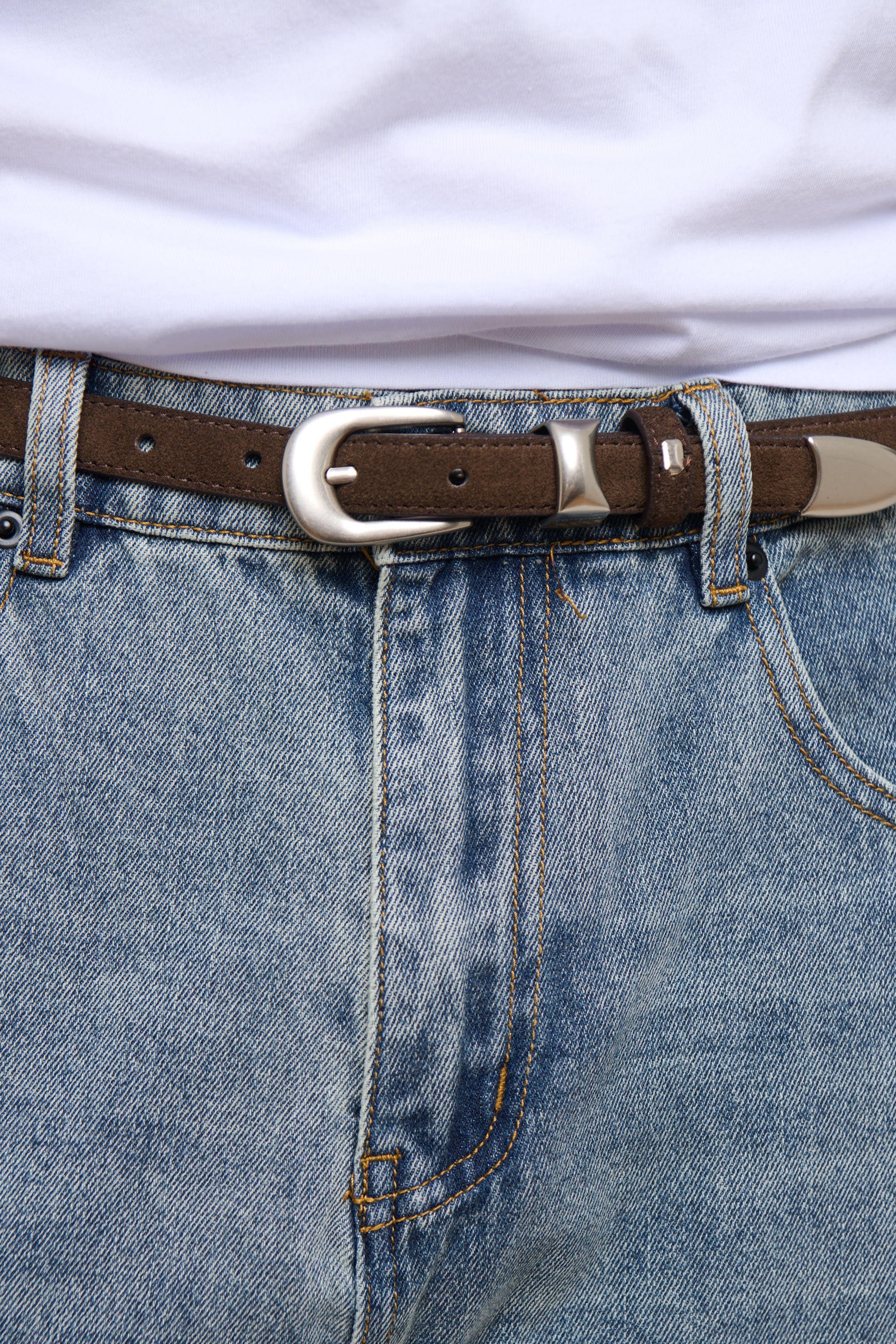 Leon Genuine Suede Belt Choc