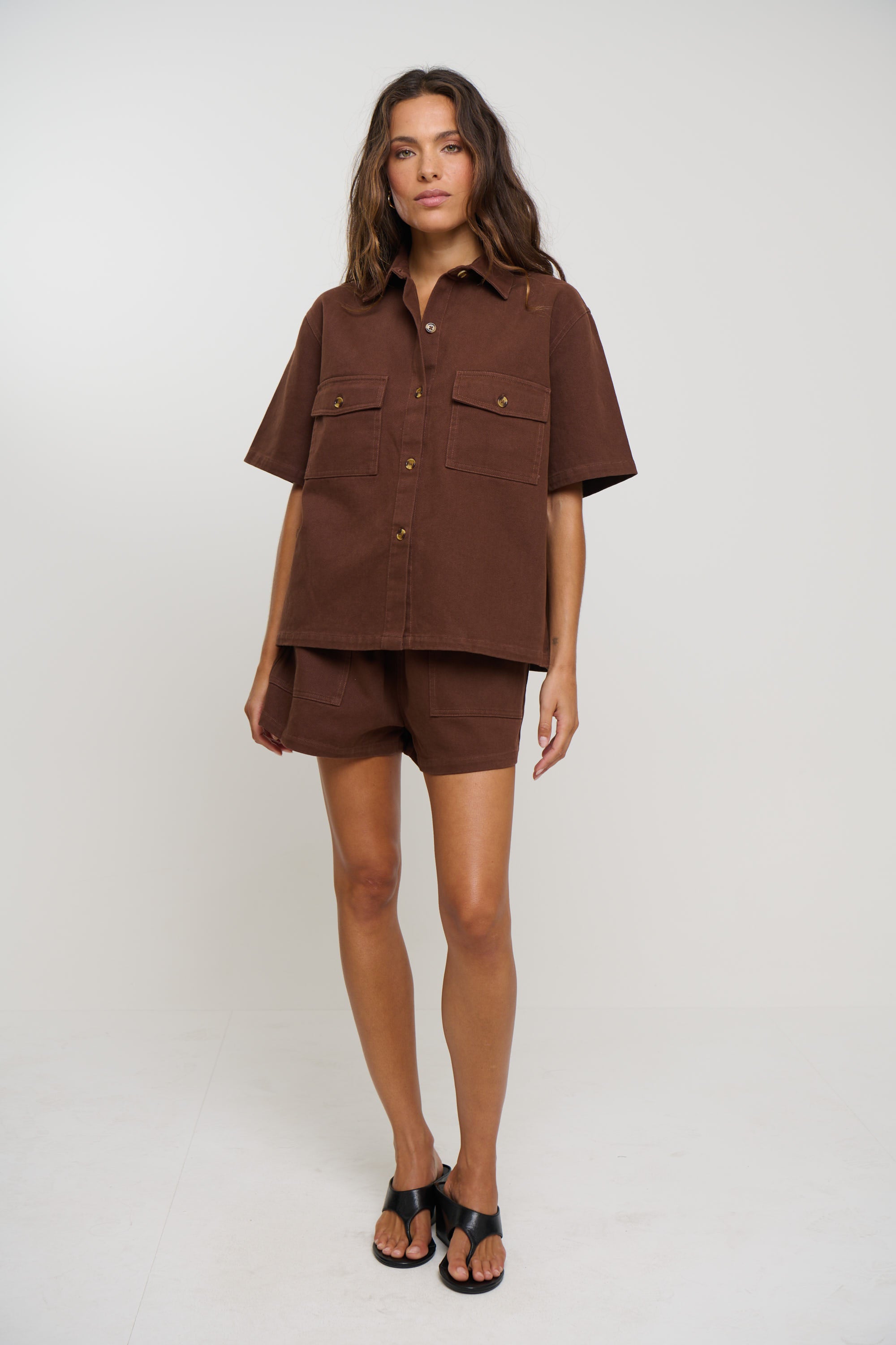 Delaney Denim Set Chocolate