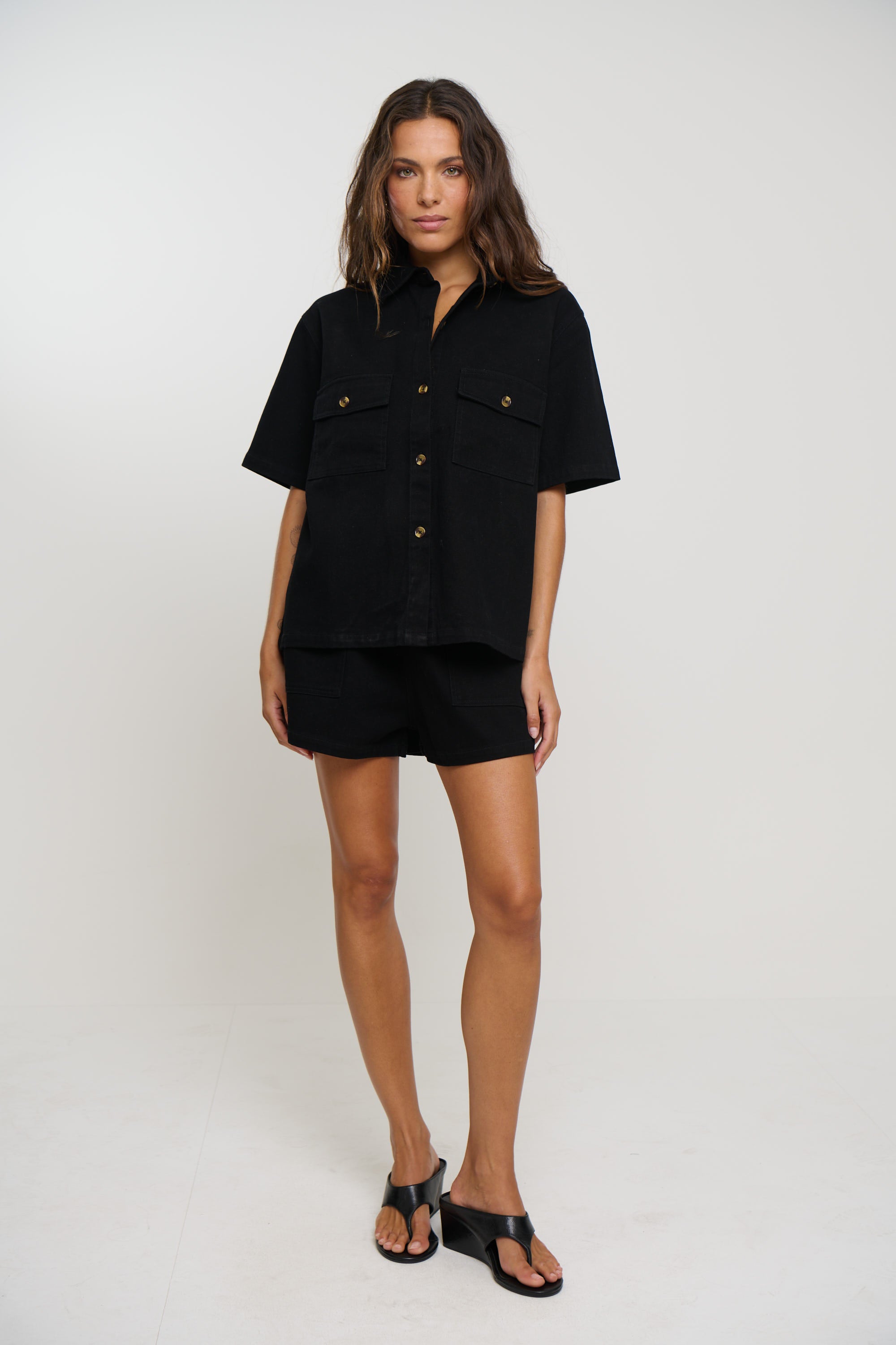 Delaney Denim Set Black