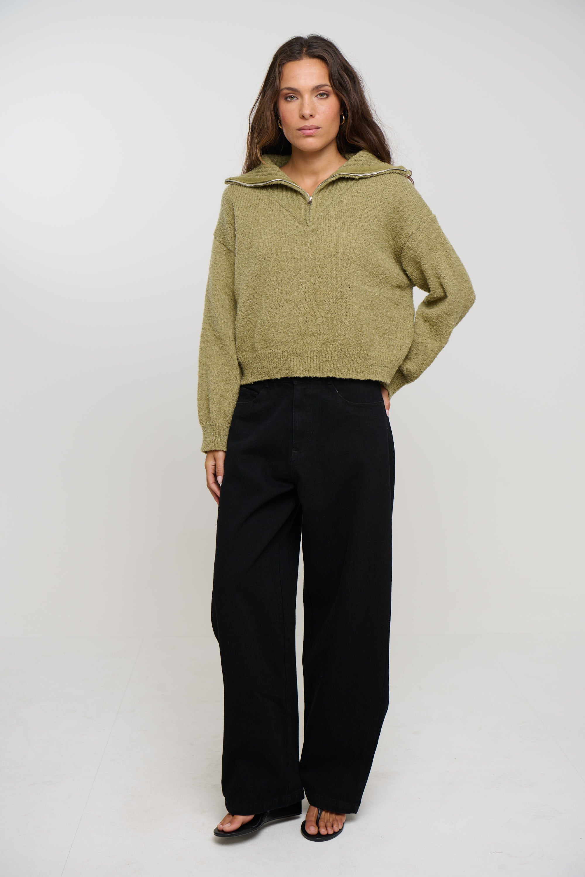 Jaidan Half Zip Jumper Moss