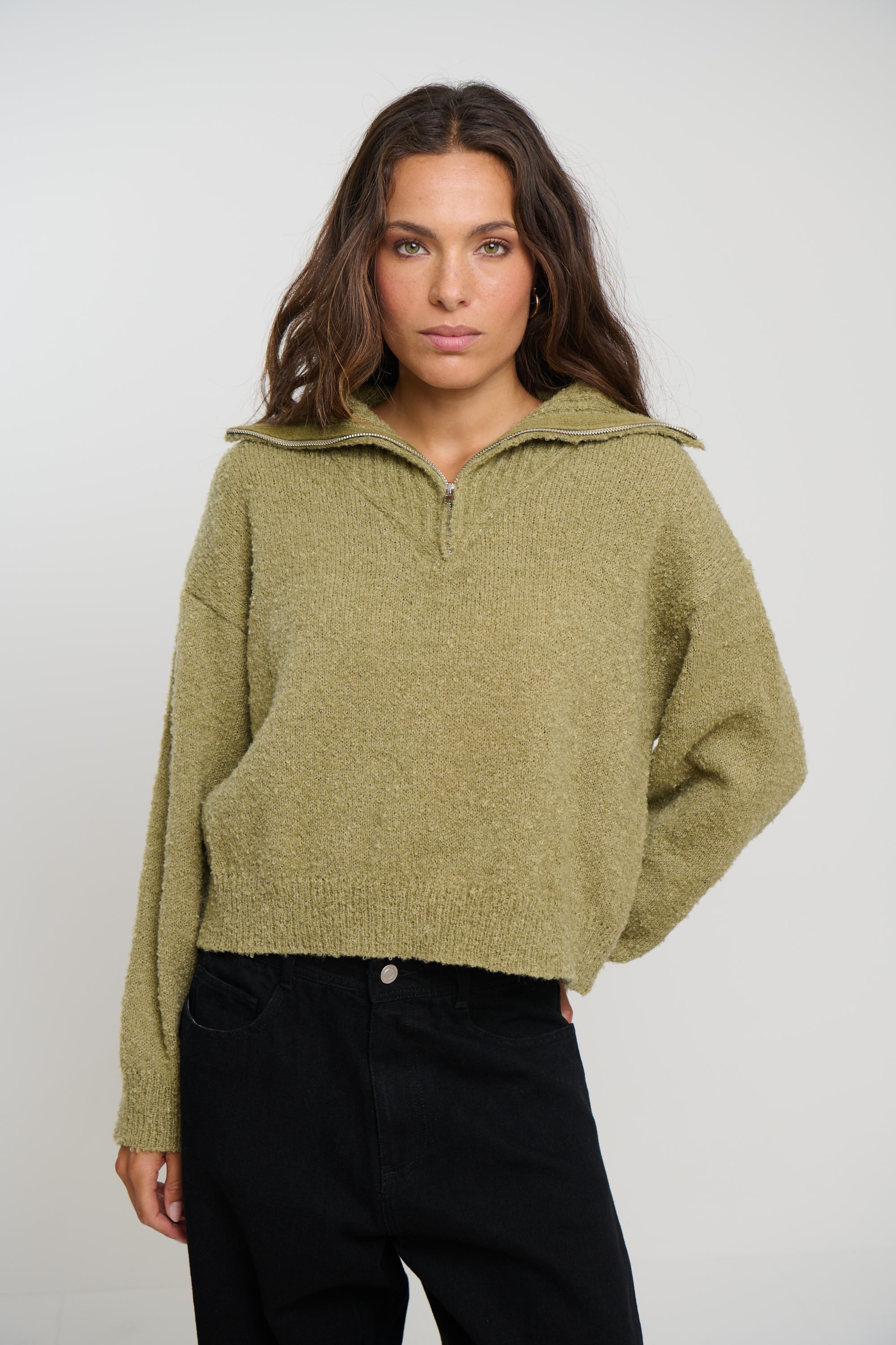 Jaidan Half Zip Jumper Moss