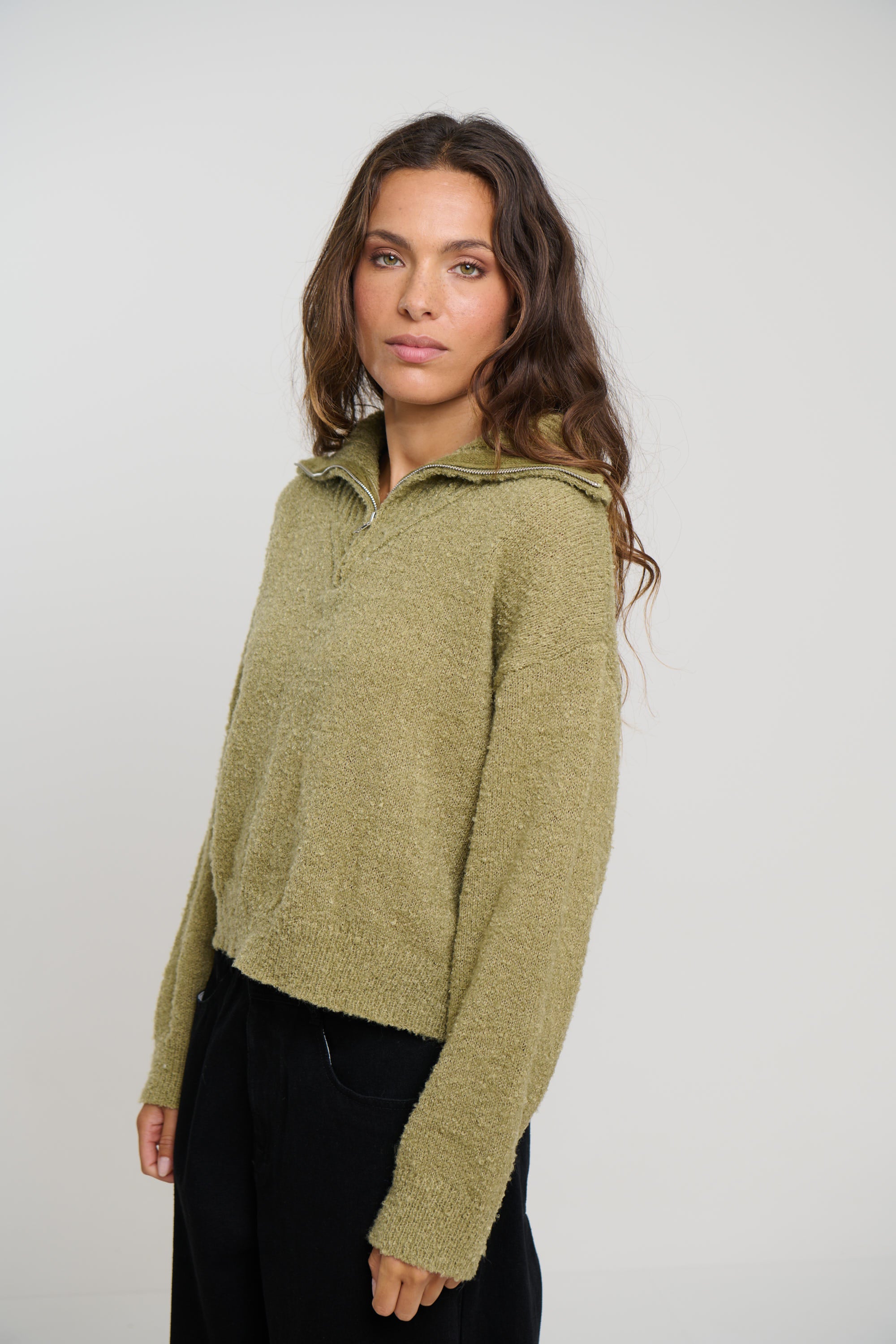 Jaidan Half Zip Jumper Moss