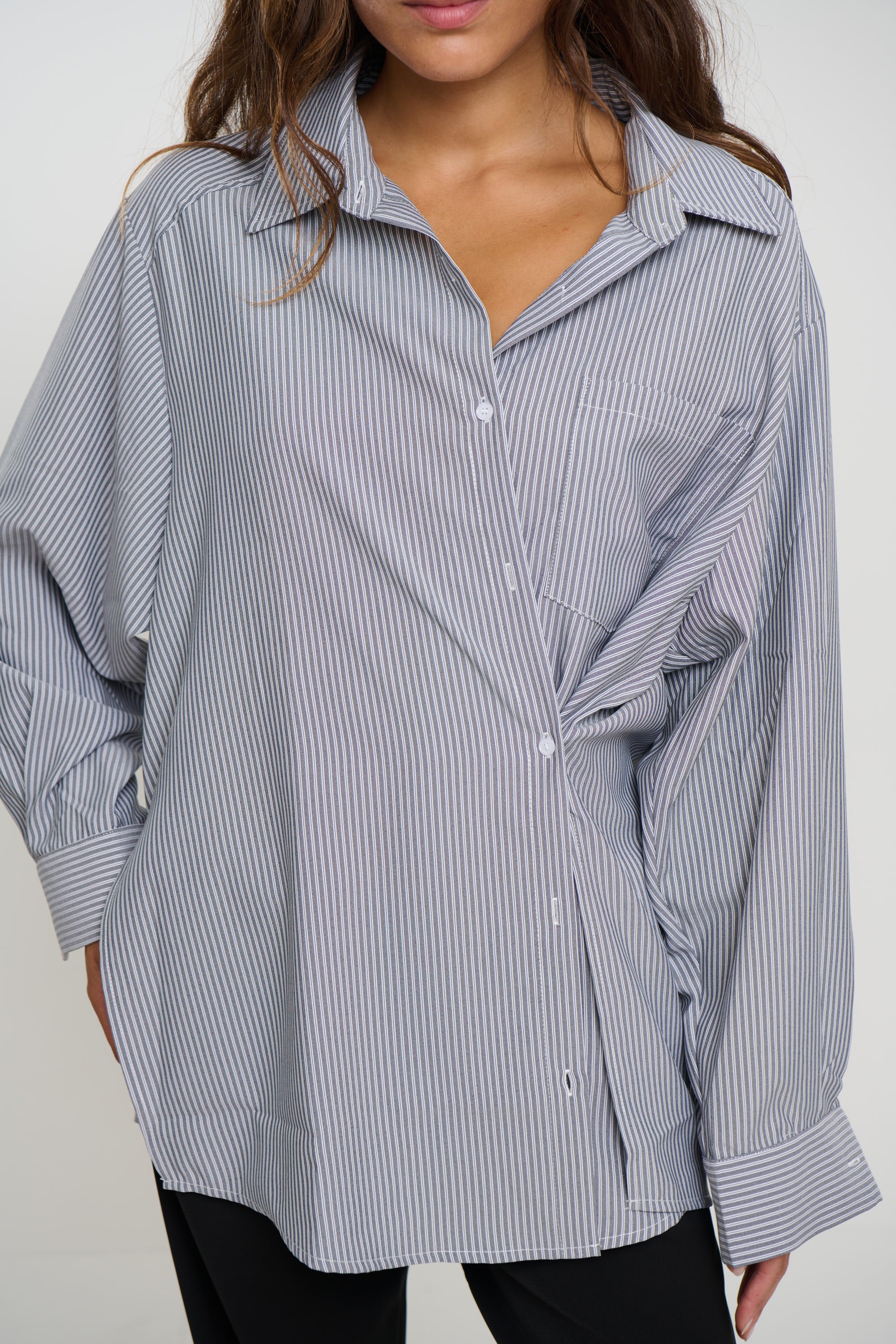 Summer Stripe Shirt Dark Grey