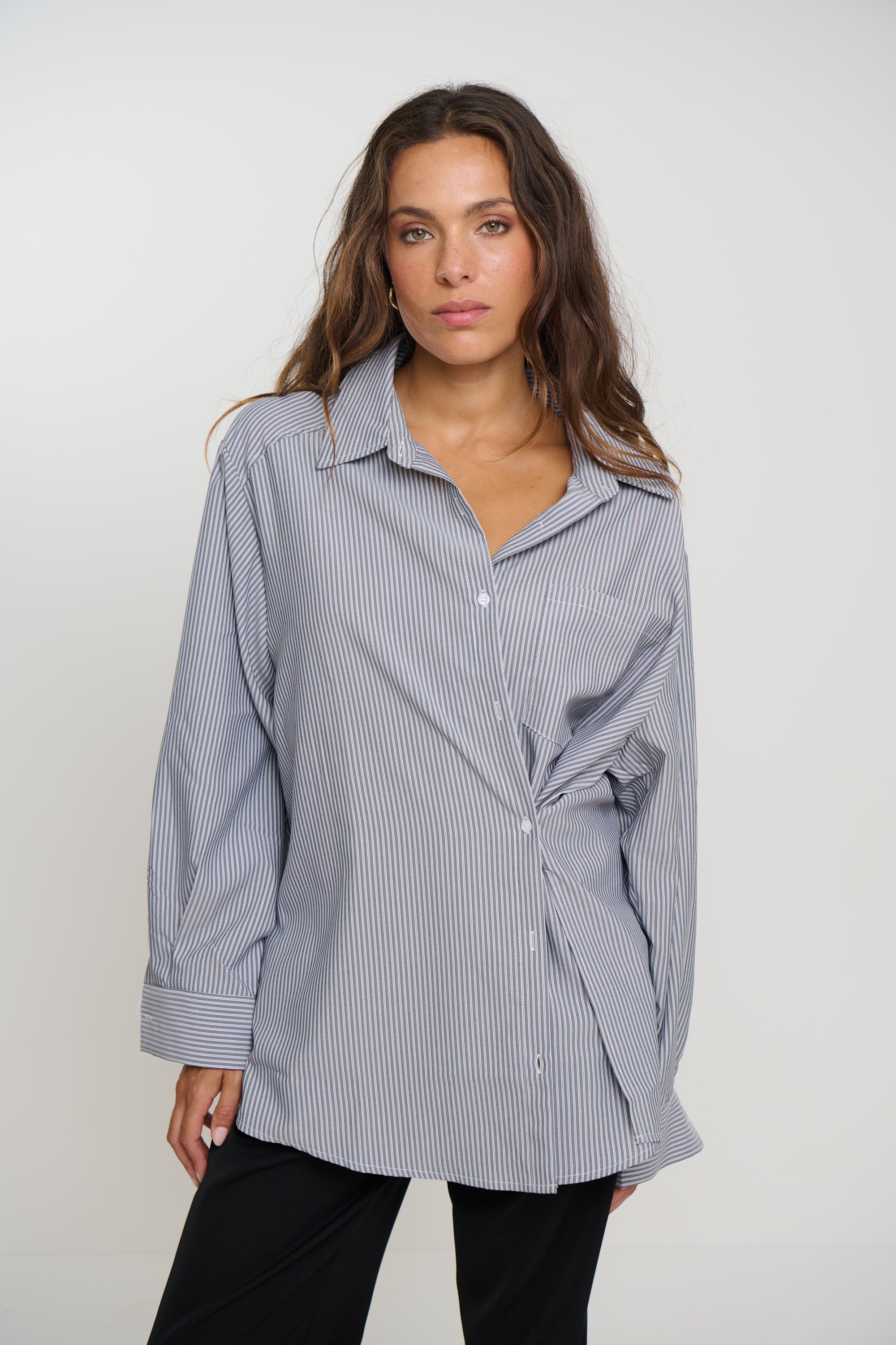 Summer Stripe Shirt Dark Grey