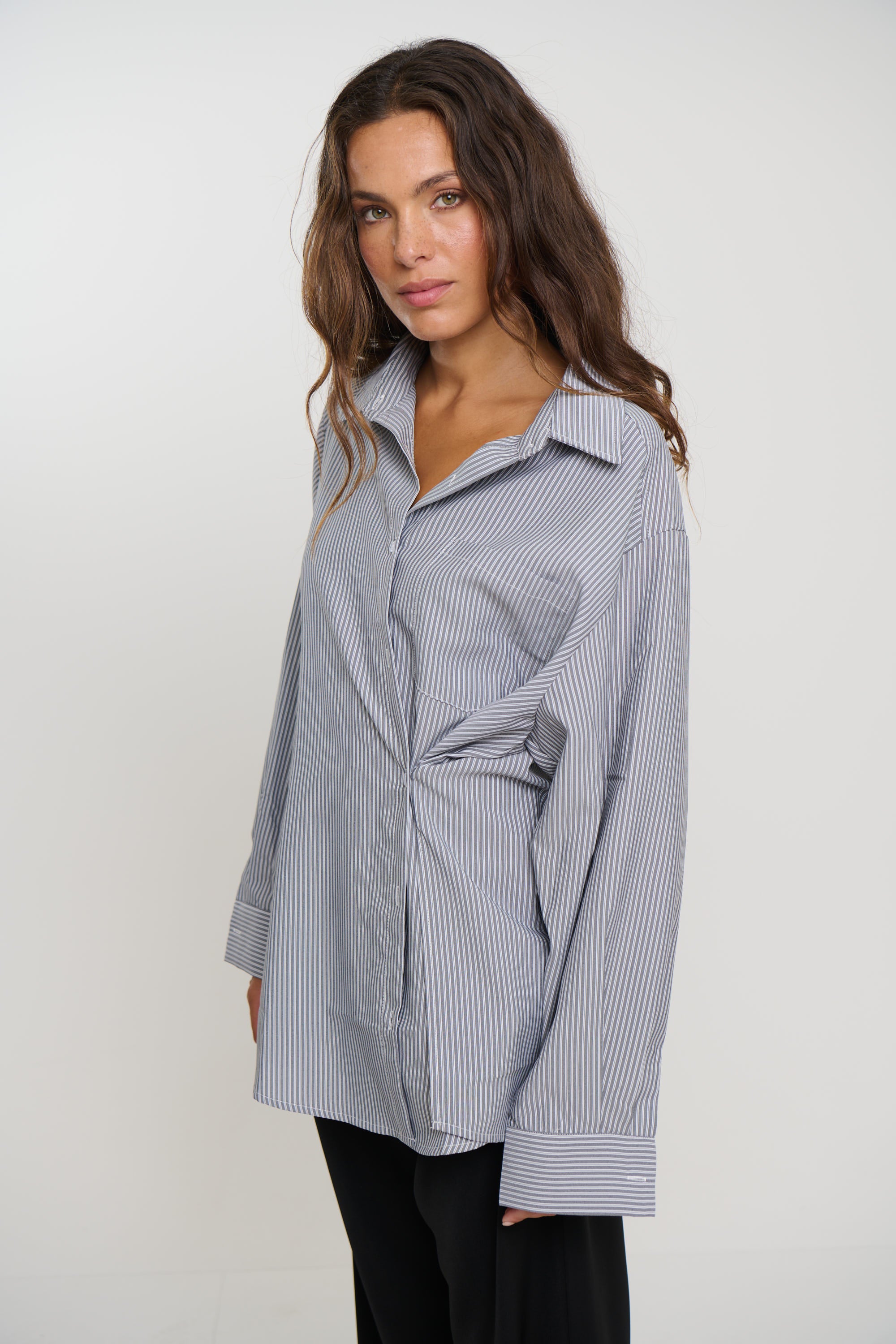 Summer Stripe Shirt Dark Grey