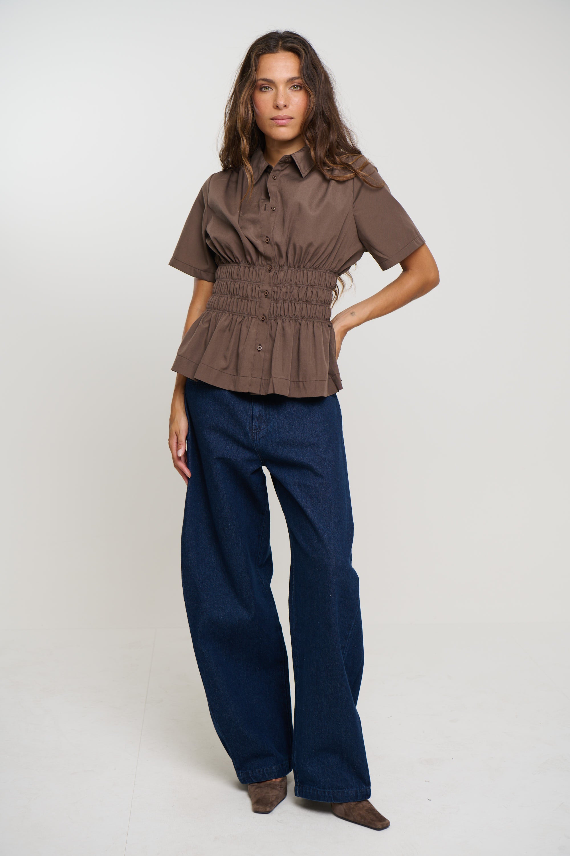 Brooke Short Sleeve Shirt Chocolate