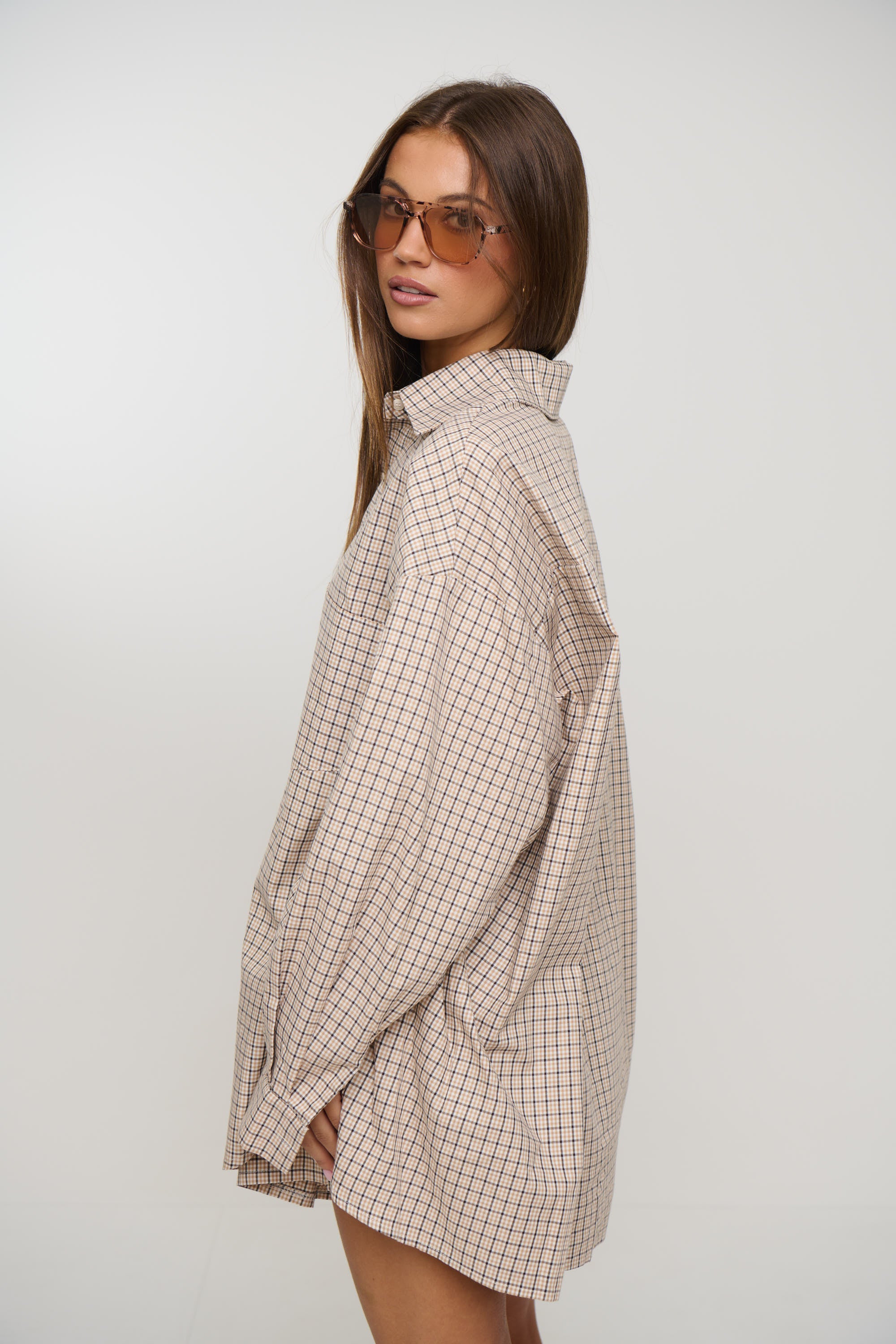 Emina Check Shirt Beige