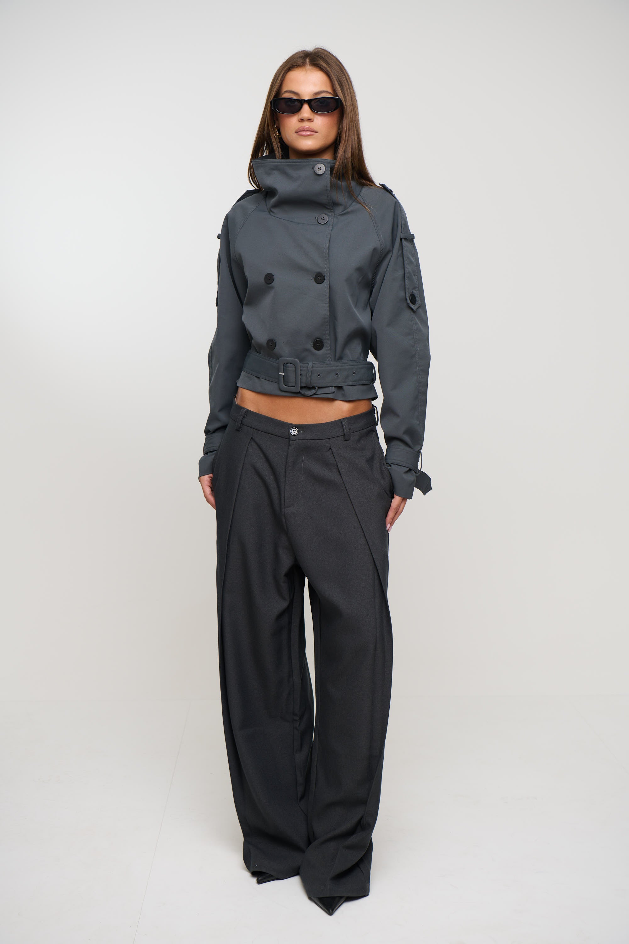 Blanc Cropped Trench Olive