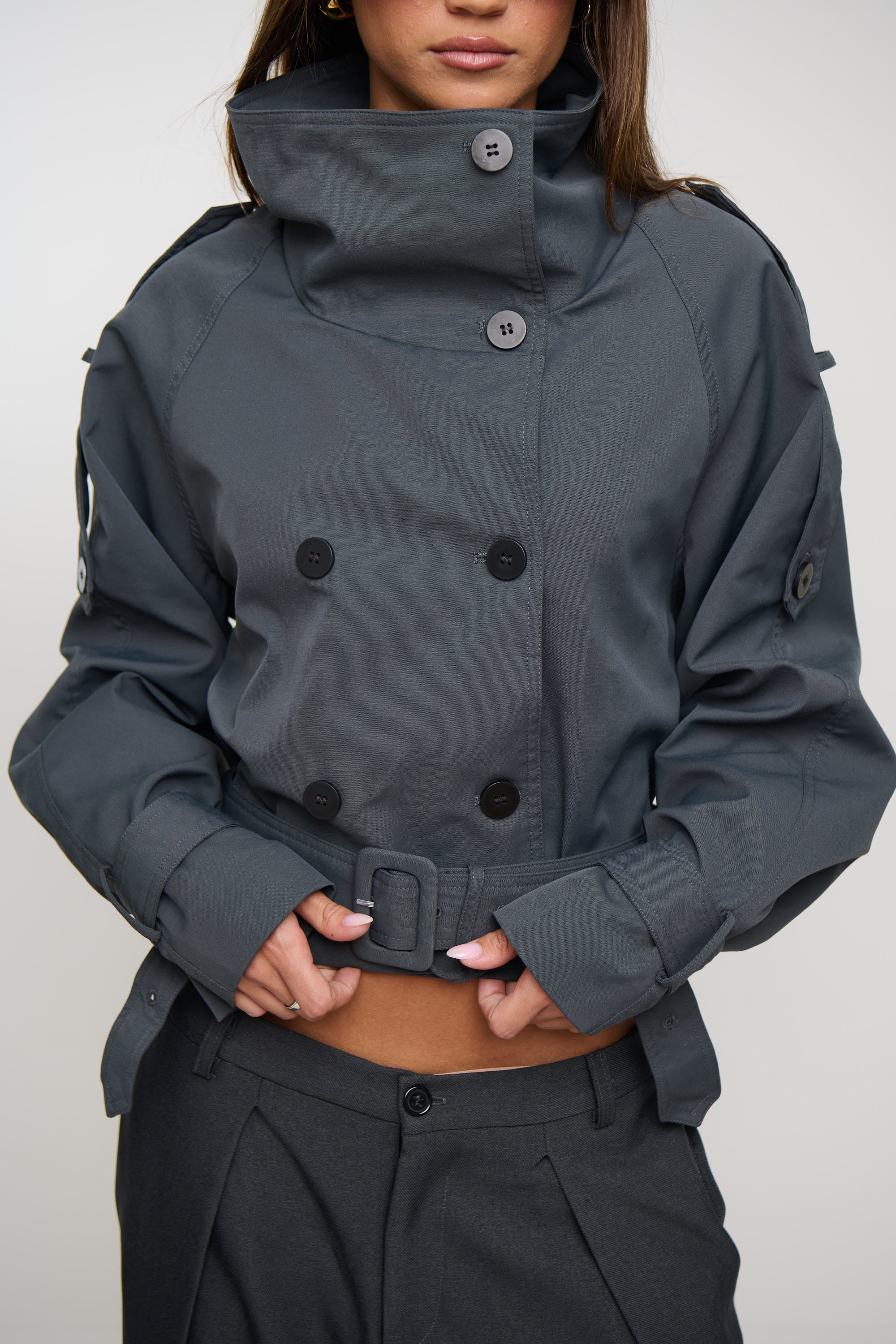 Blanc Cropped Trench Olive