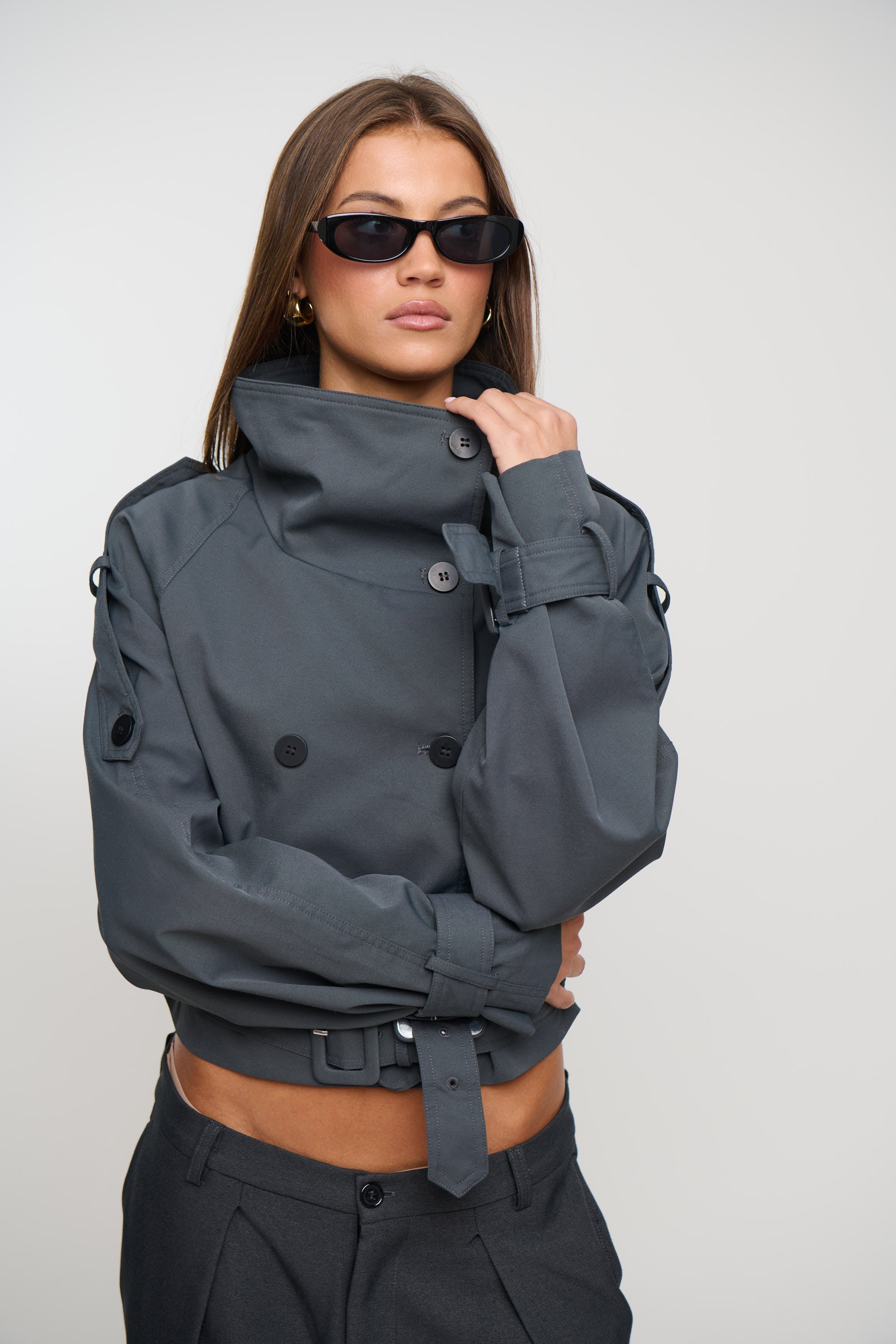 Blanc Cropped Trench Olive