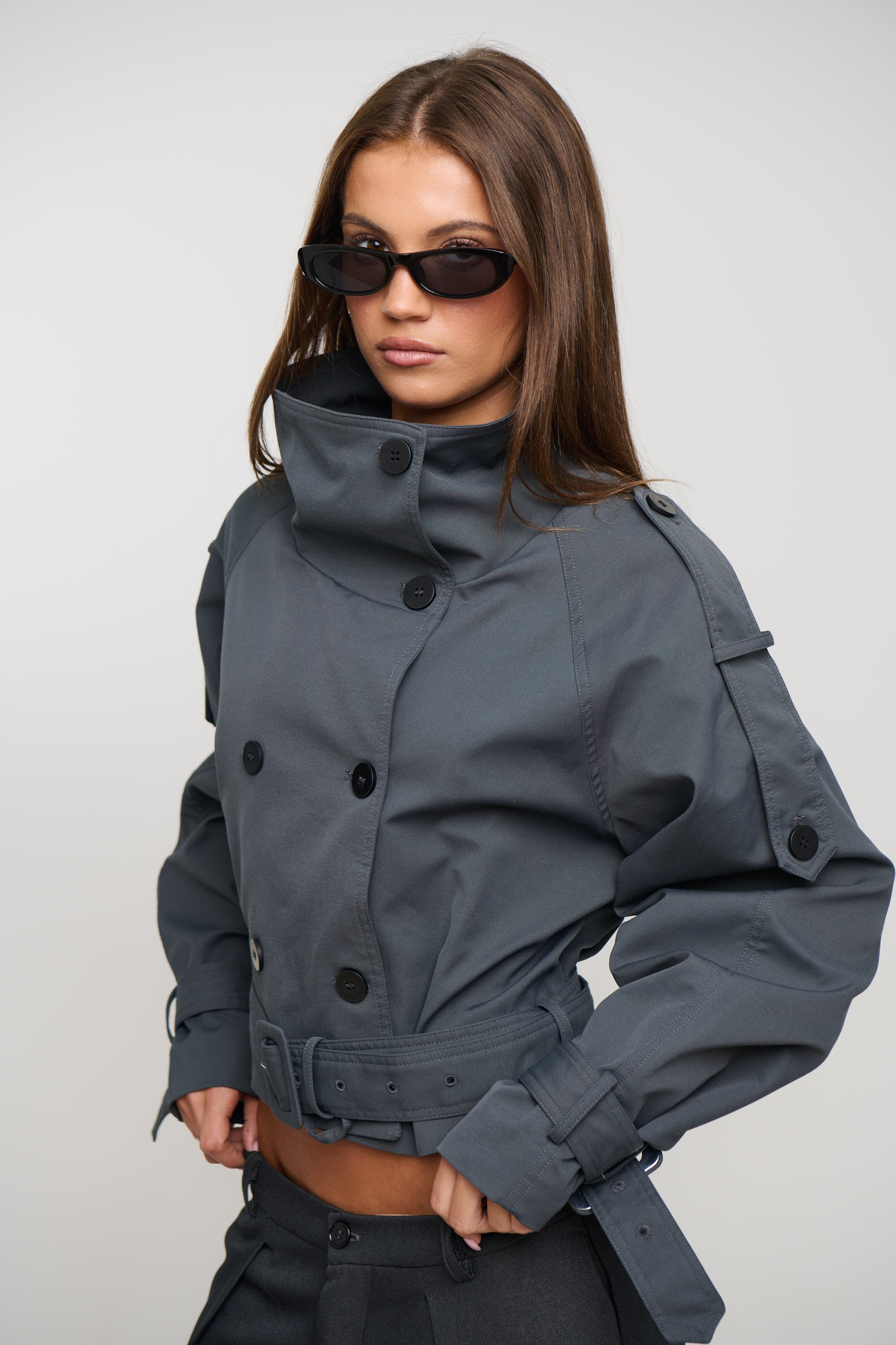 Blanc Cropped Trench Olive