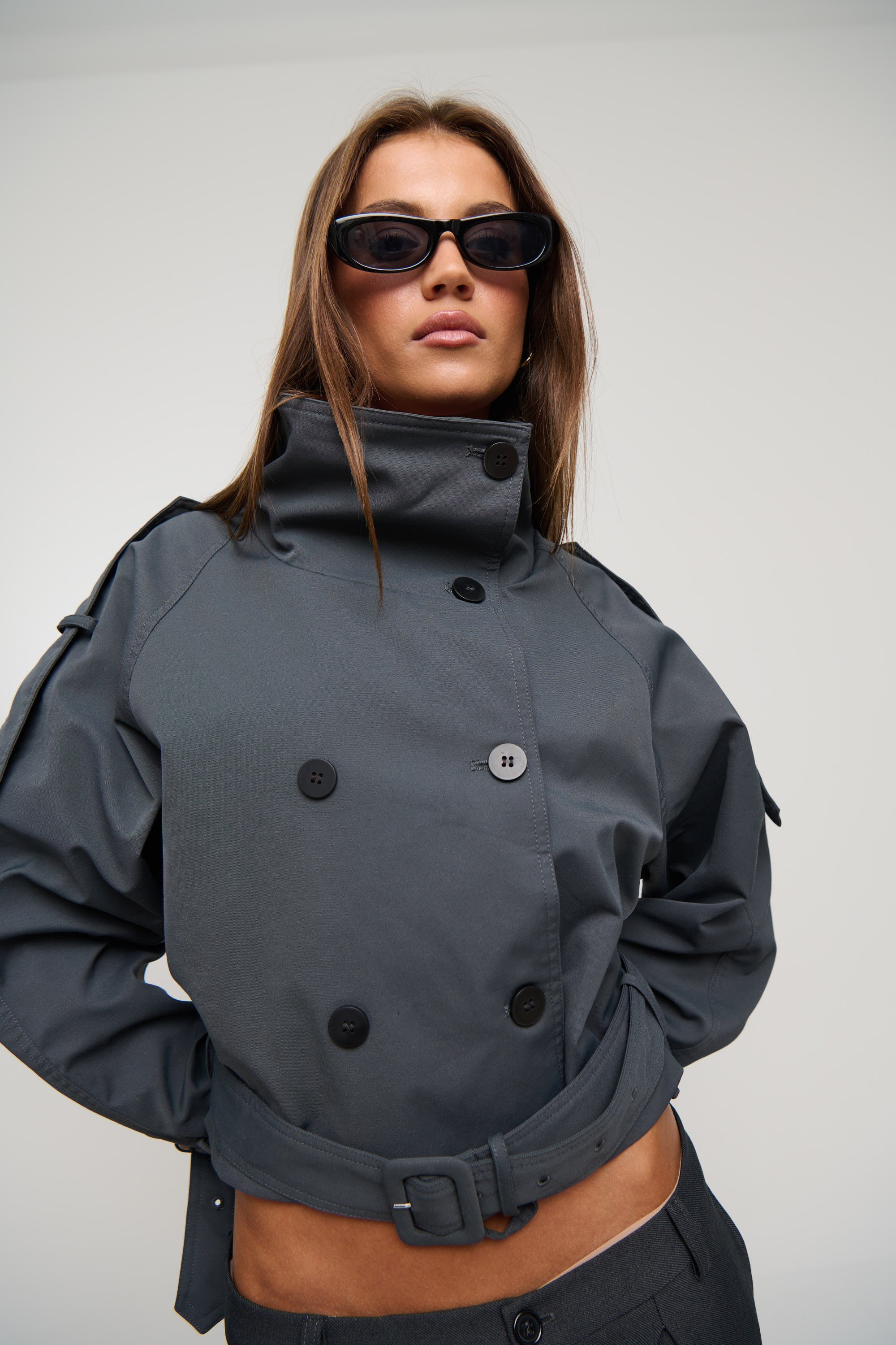 Blanc Cropped Trench Olive