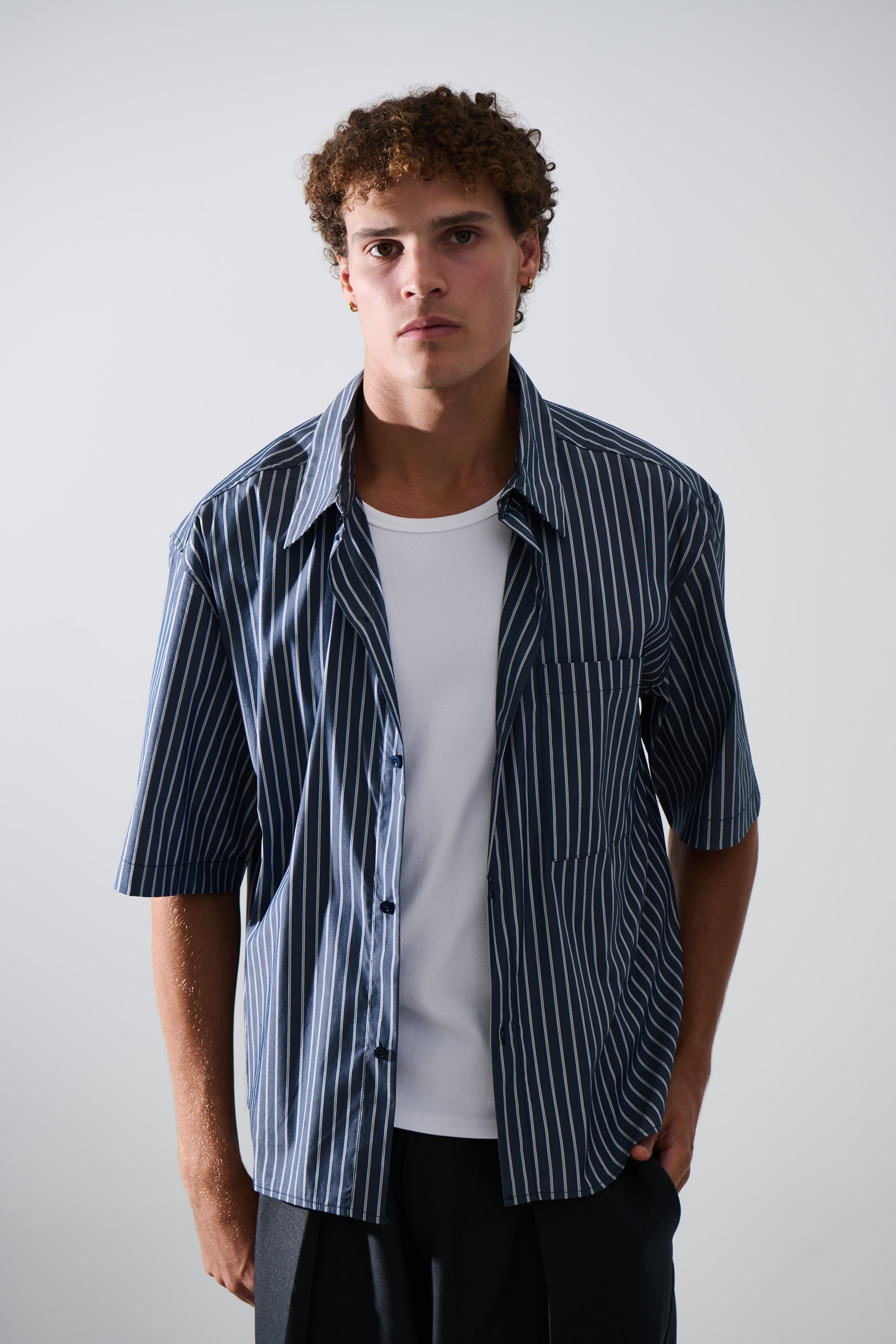 Scott Shirt Stripe Dark Blue
