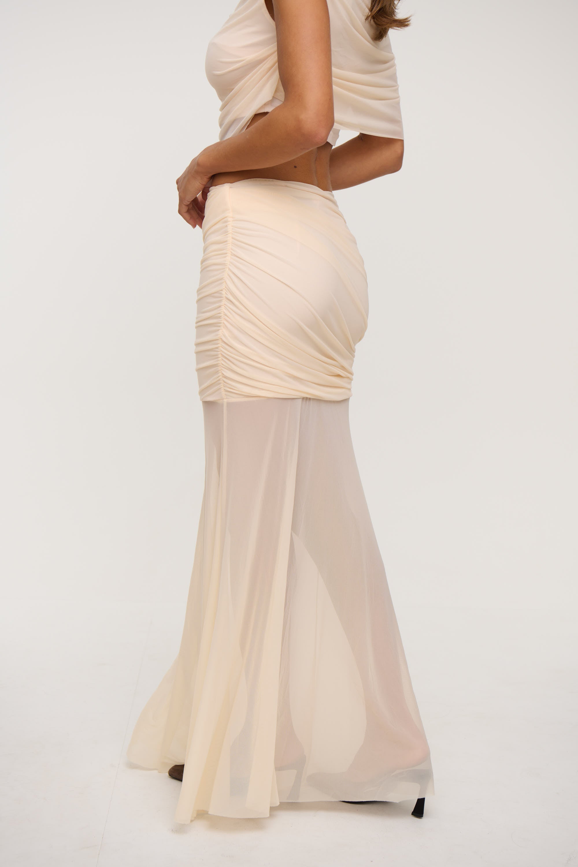 Charlize Drape Skirt Beige