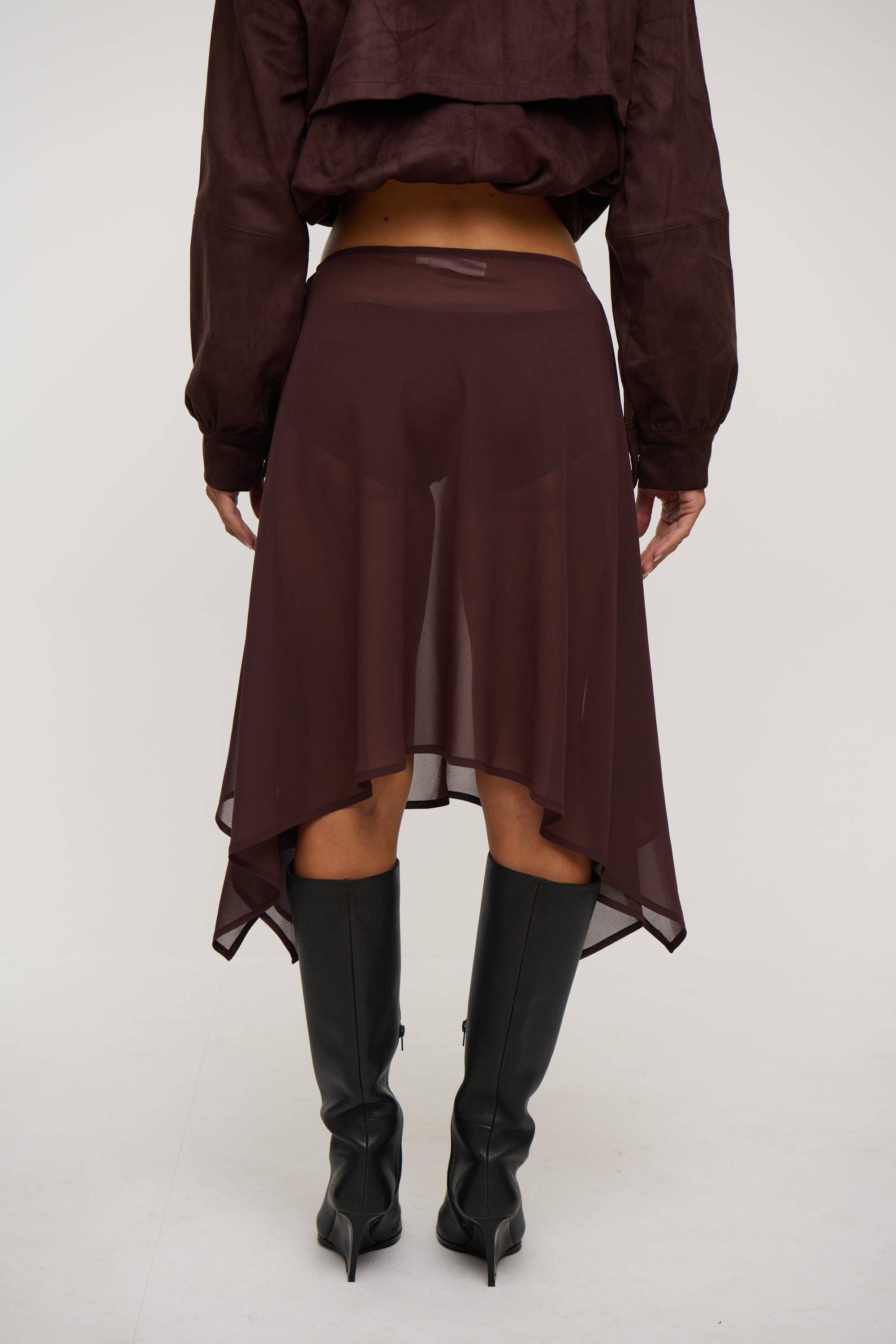 Misty Sheer Midi Skirt Chocolate