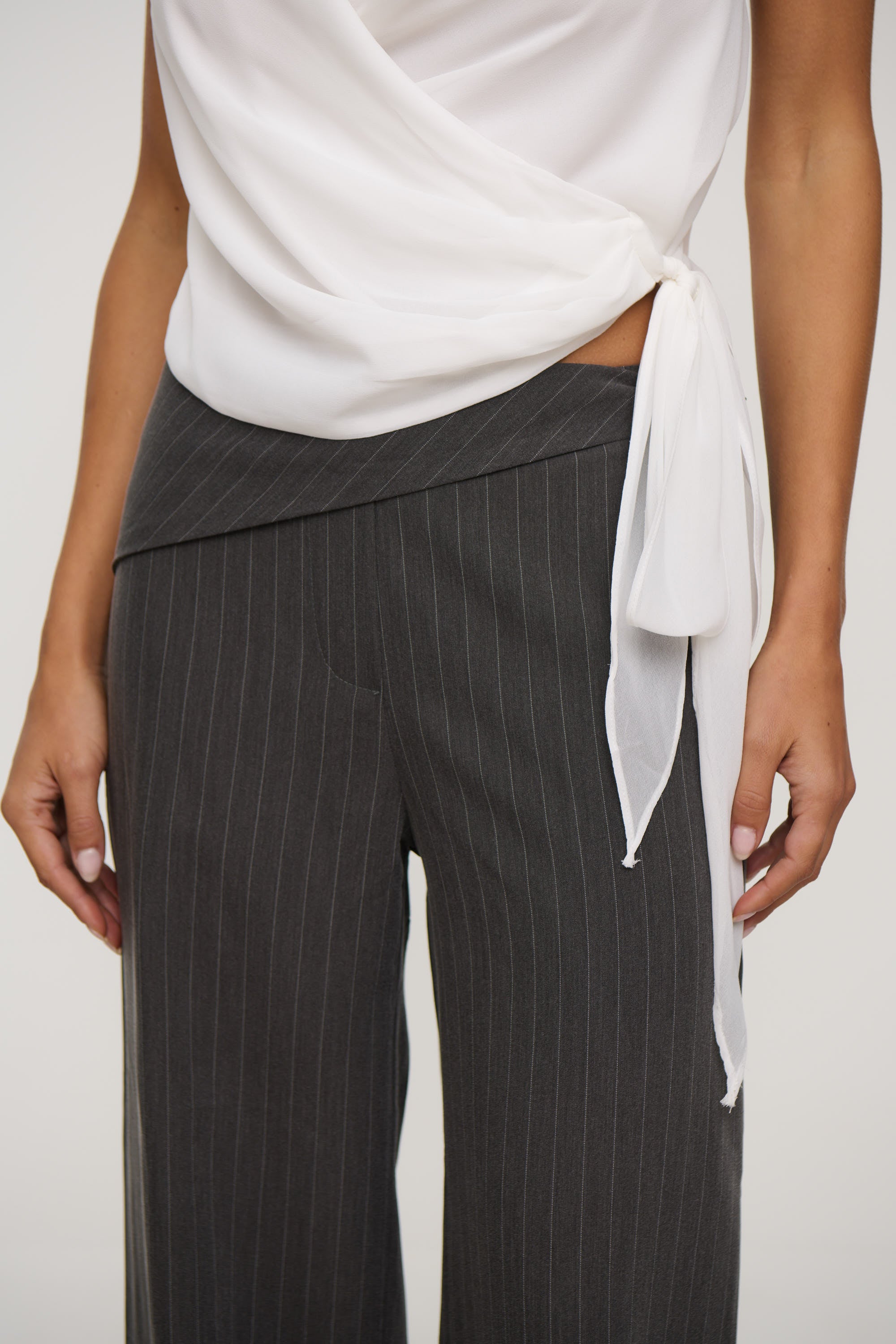 Lulu Pinstripe Pant Dark Grey