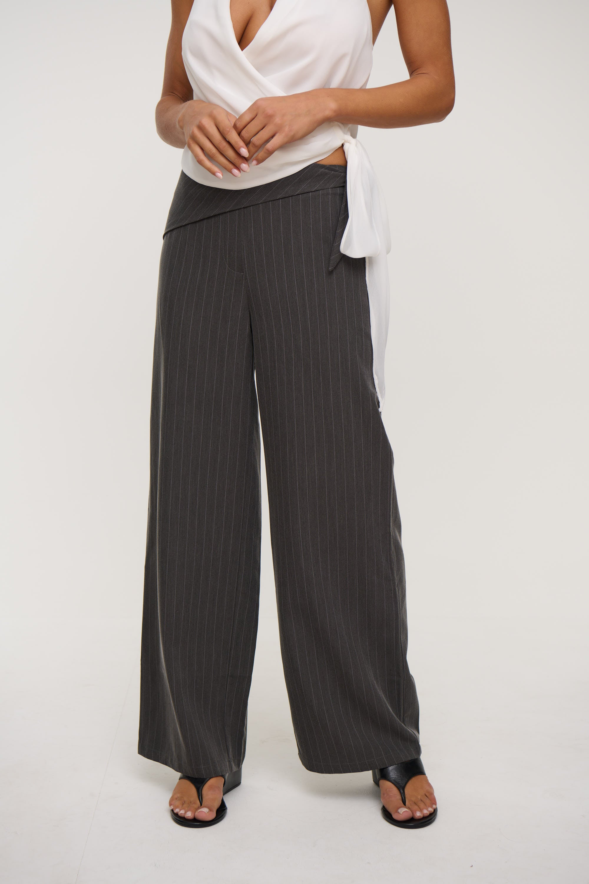 Lulu Pinstripe Pant Dark Grey