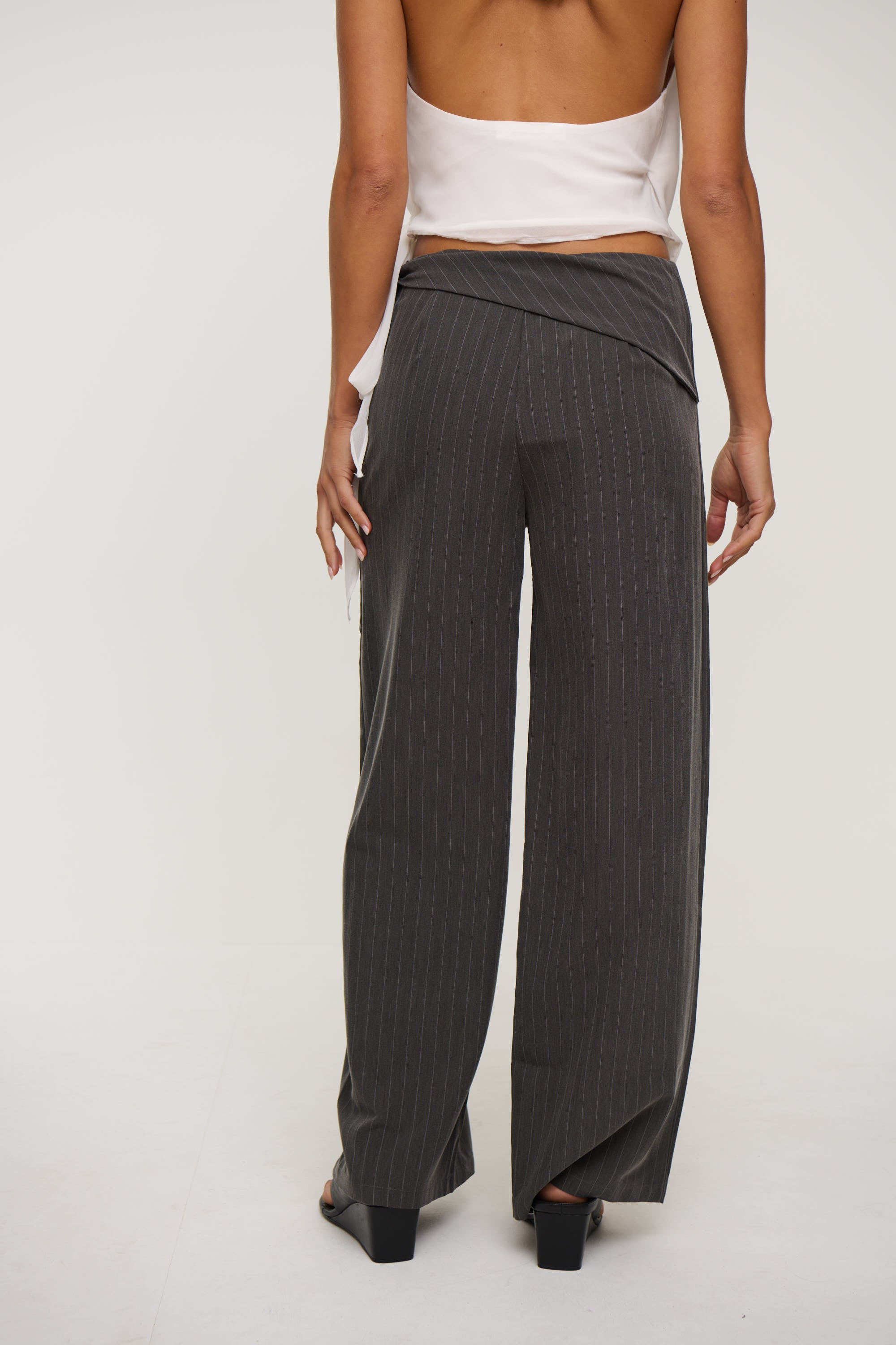 Lulu Pinstripe Pant Dark Grey