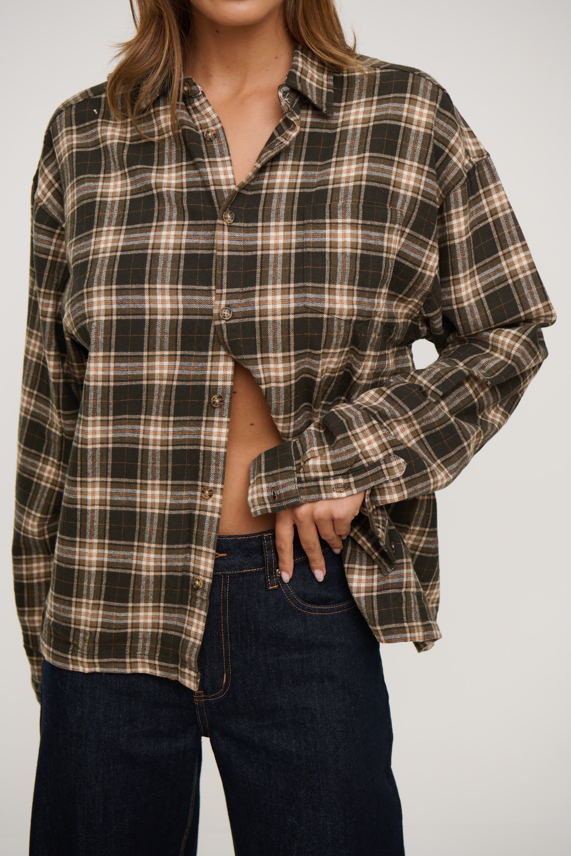 Unisex Brooklyn Check Shirt Brown