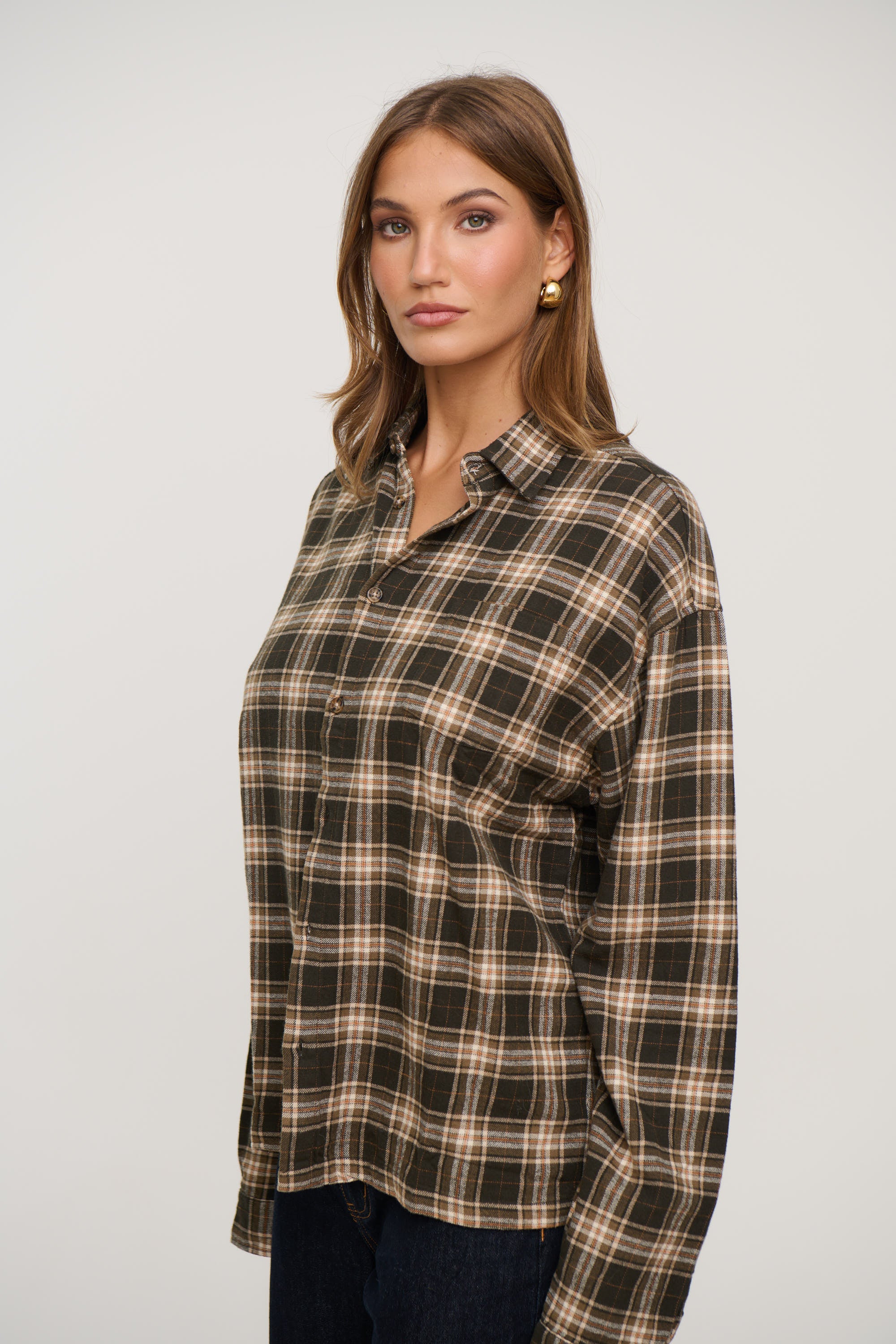 Unisex Brooklyn Check Shirt Brown