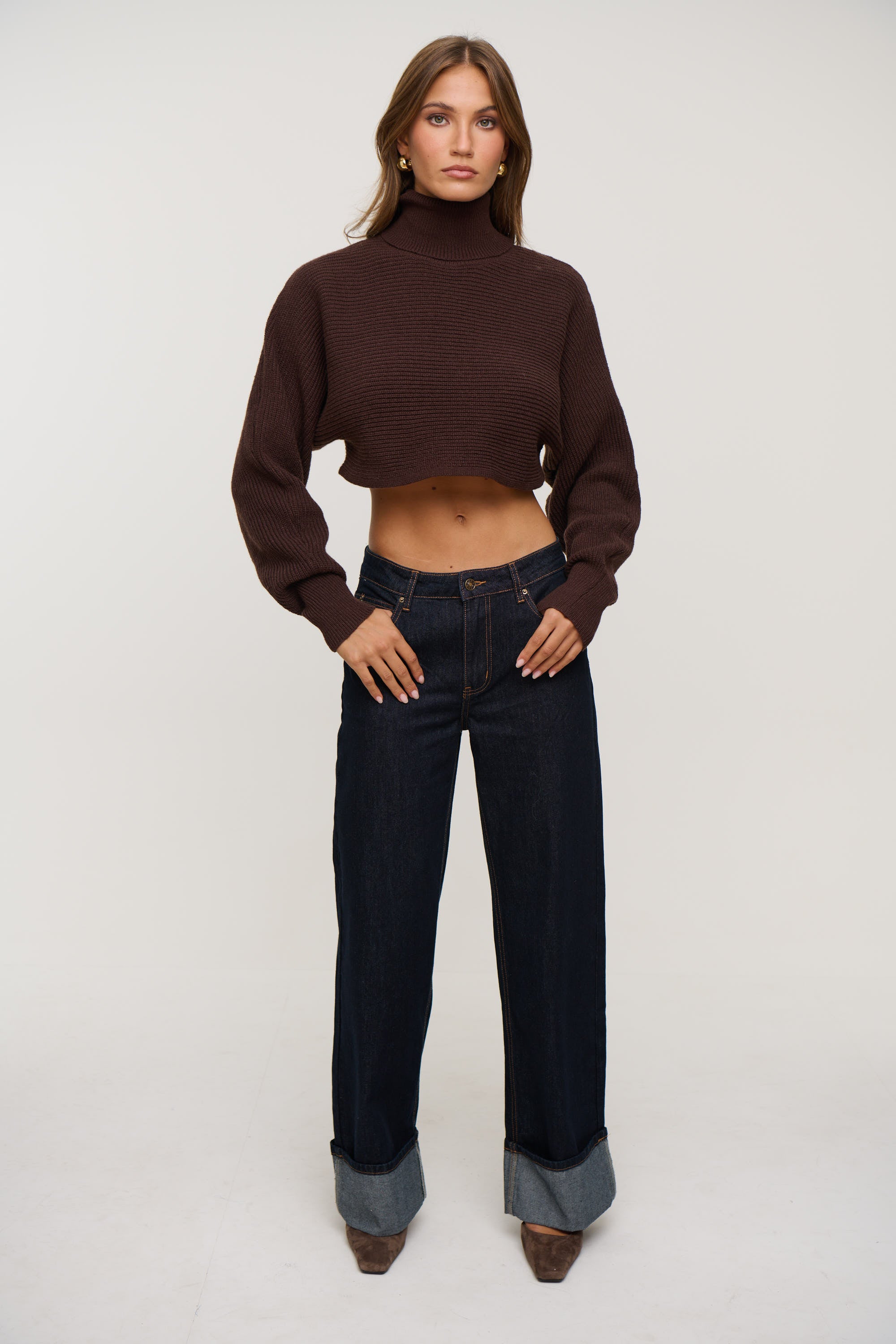 Demi Cropped Knit Chocolate