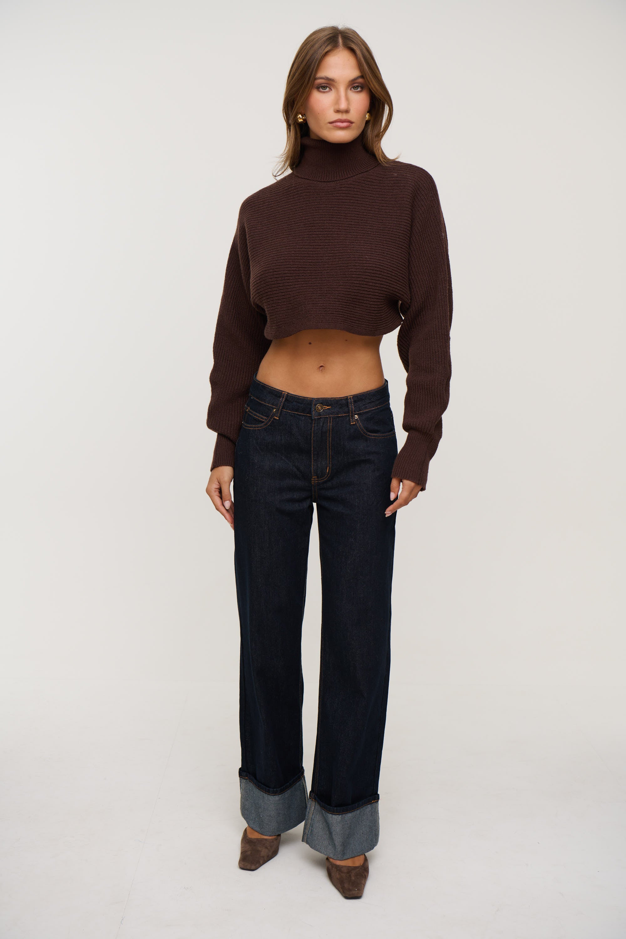 Demi Cropped Knit Chocolate