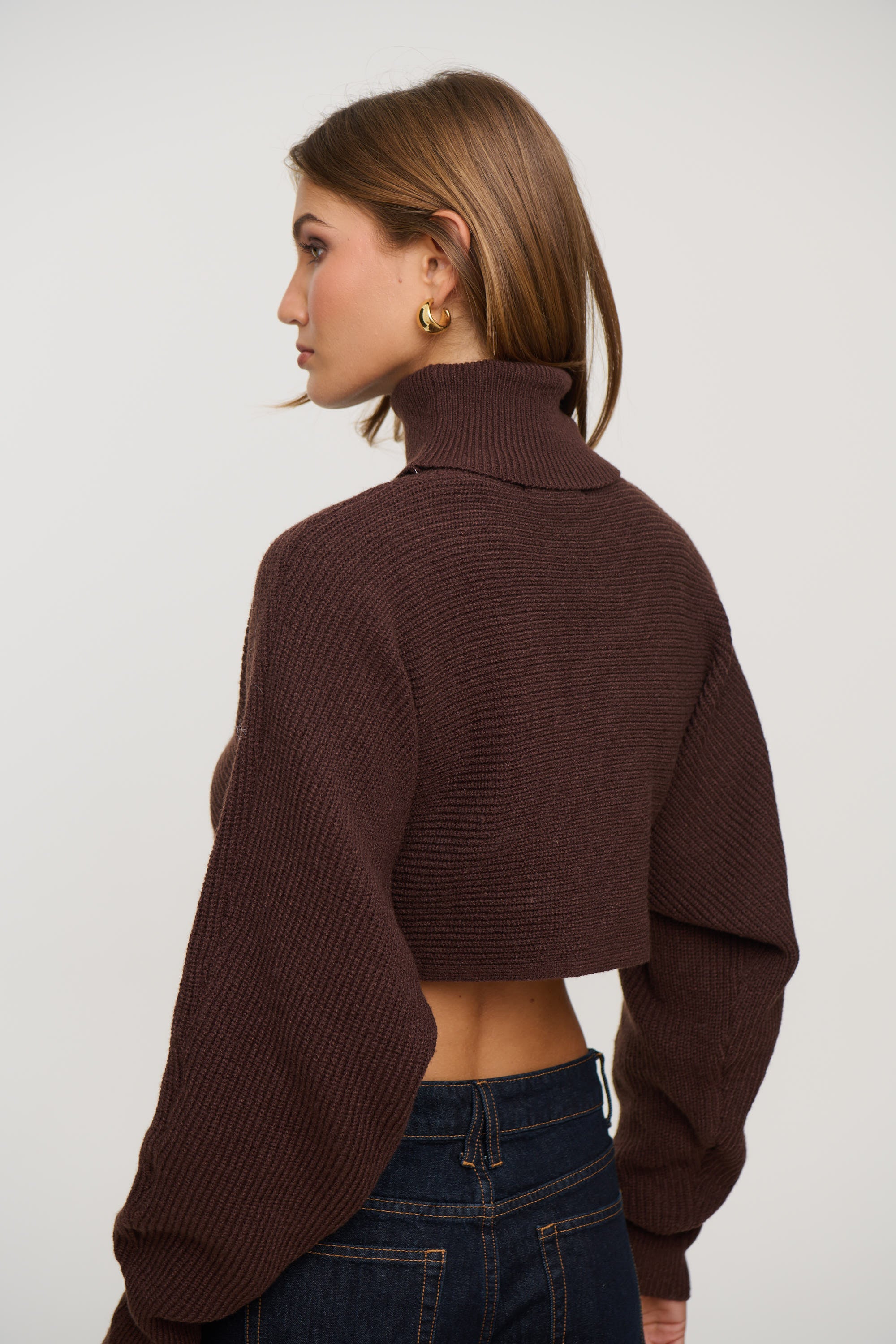 Demi Cropped Knit Chocolate