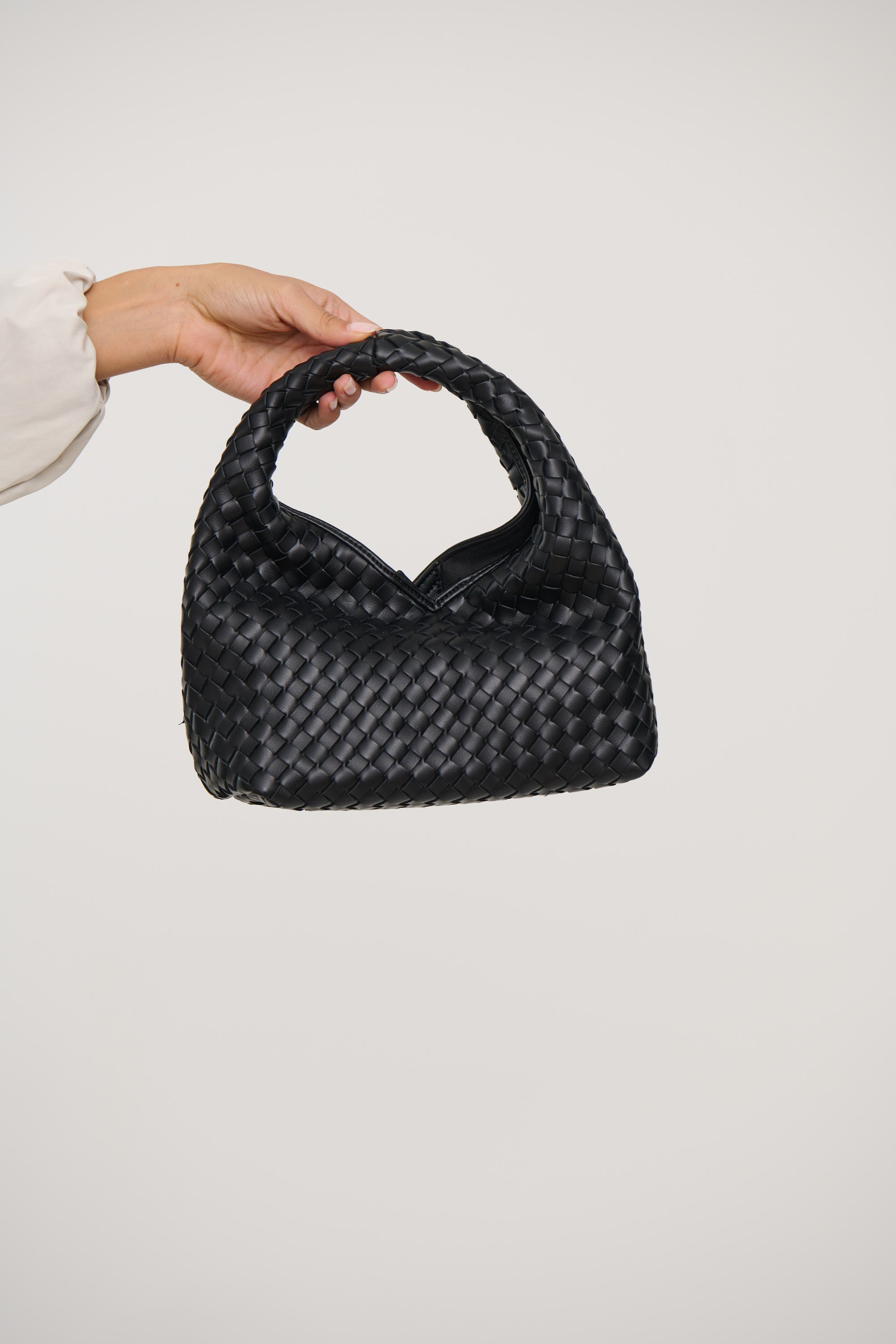 Solene Woven Handle Bag Black