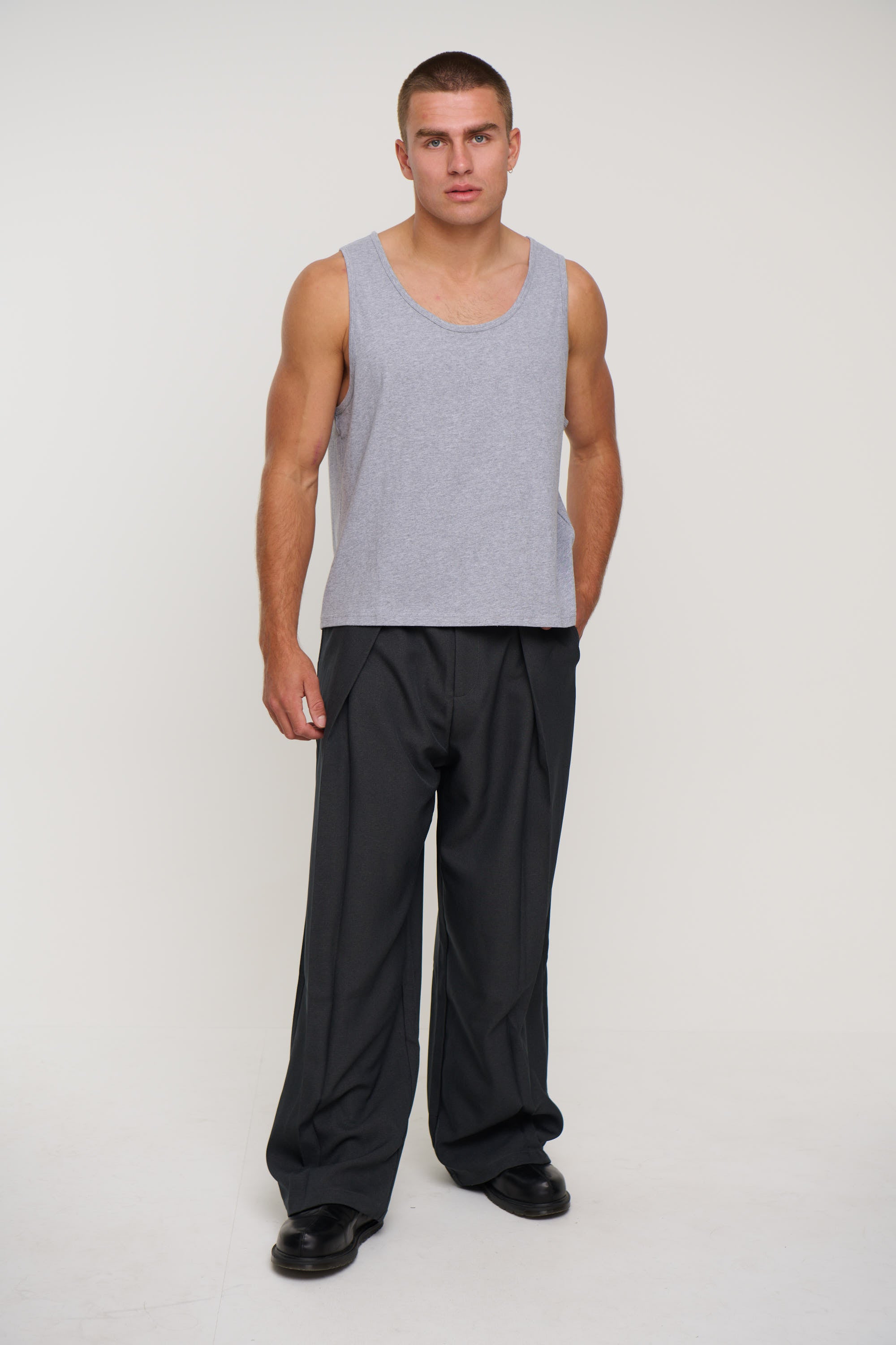 Richie Loose Crop Tank Grey