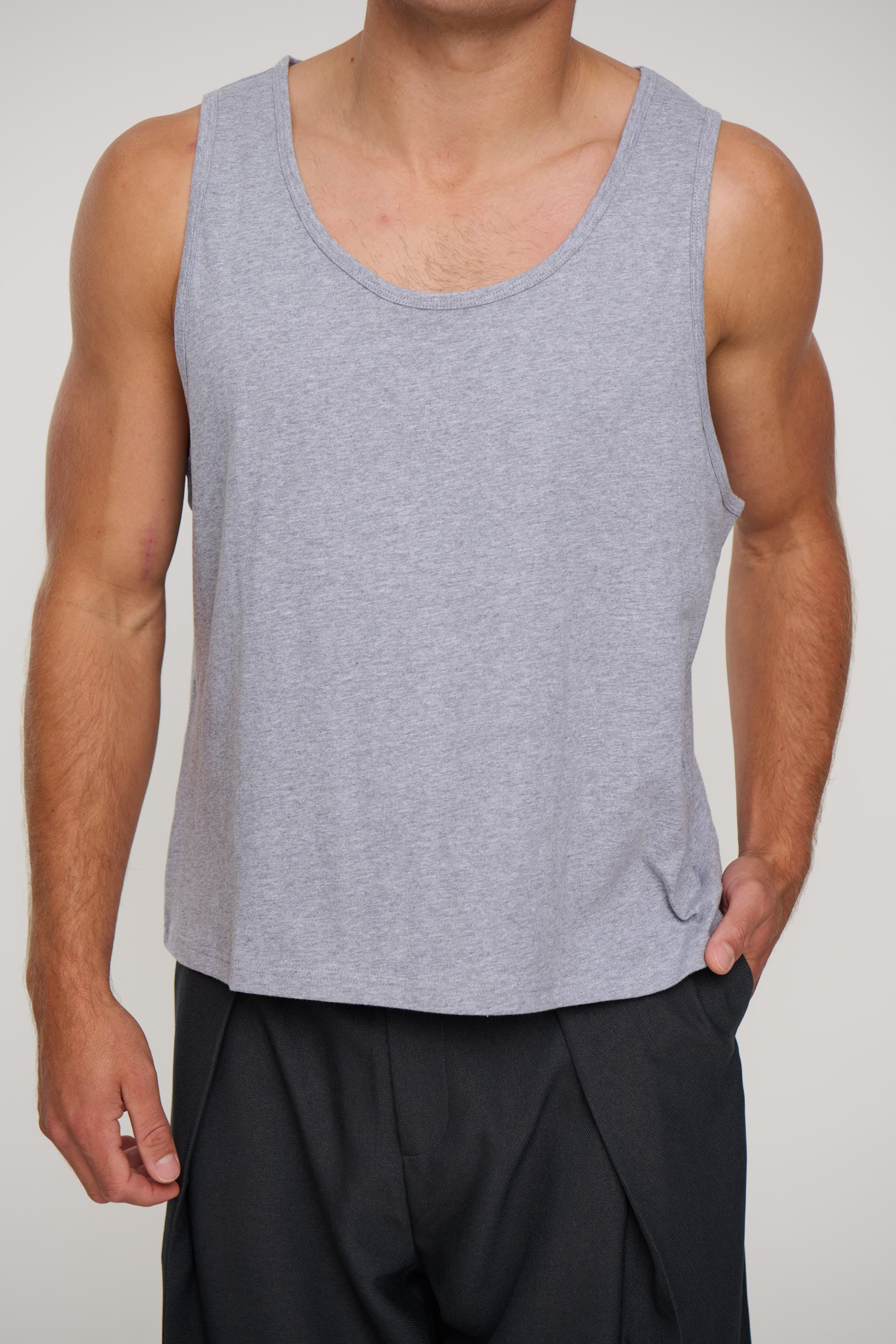 Richie Loose Crop Tank Grey