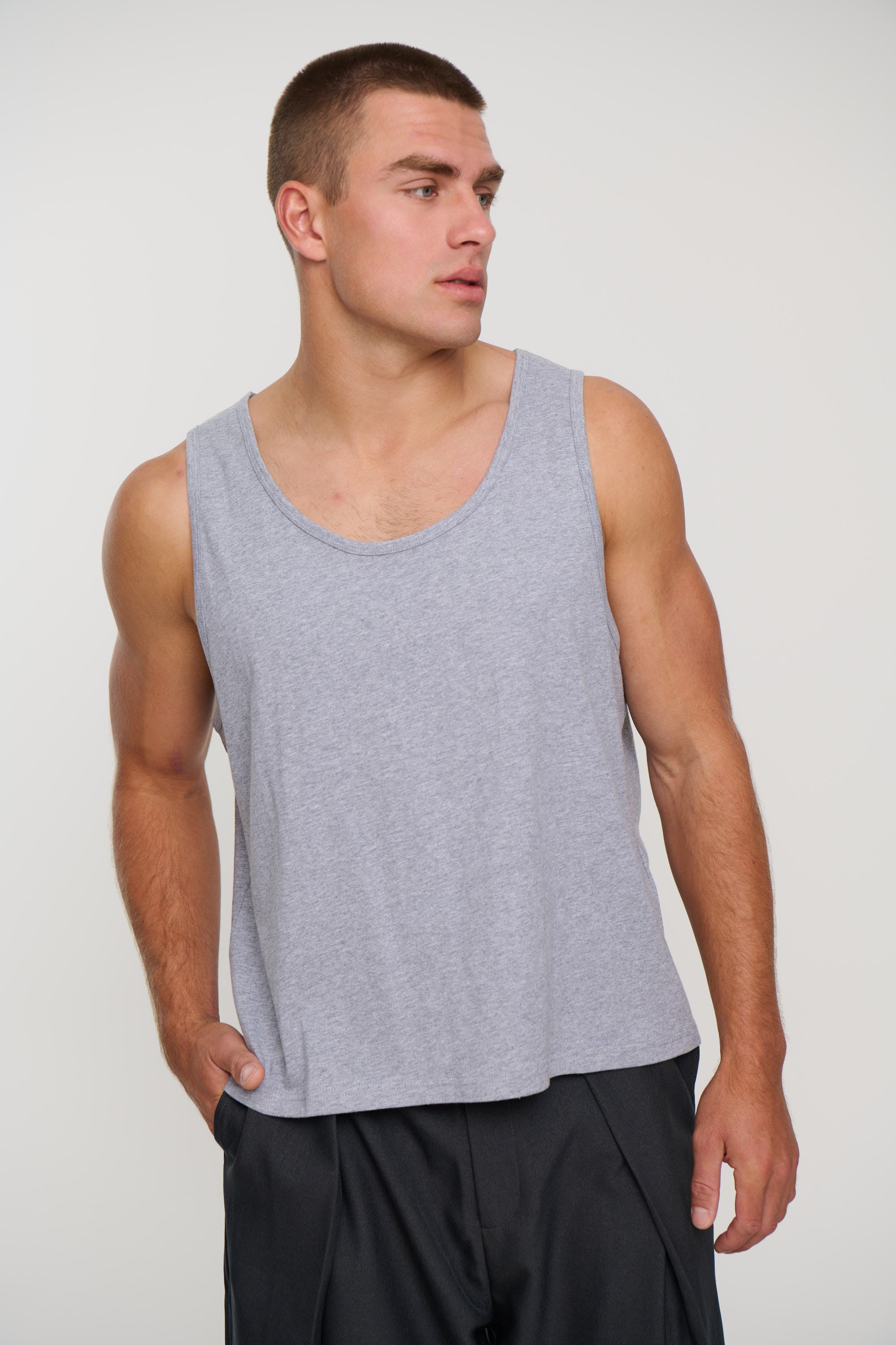 Richie Loose Crop Tank Grey