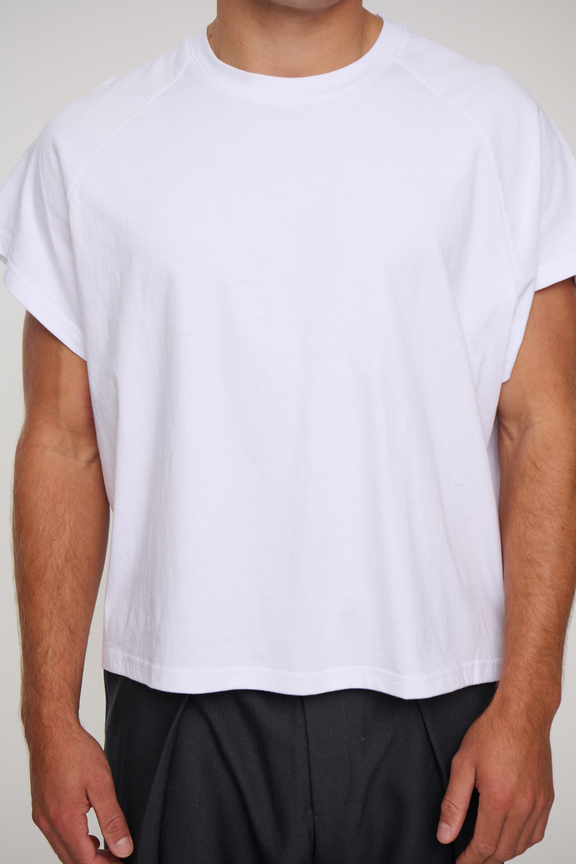 Raglan Crop Box Tank White