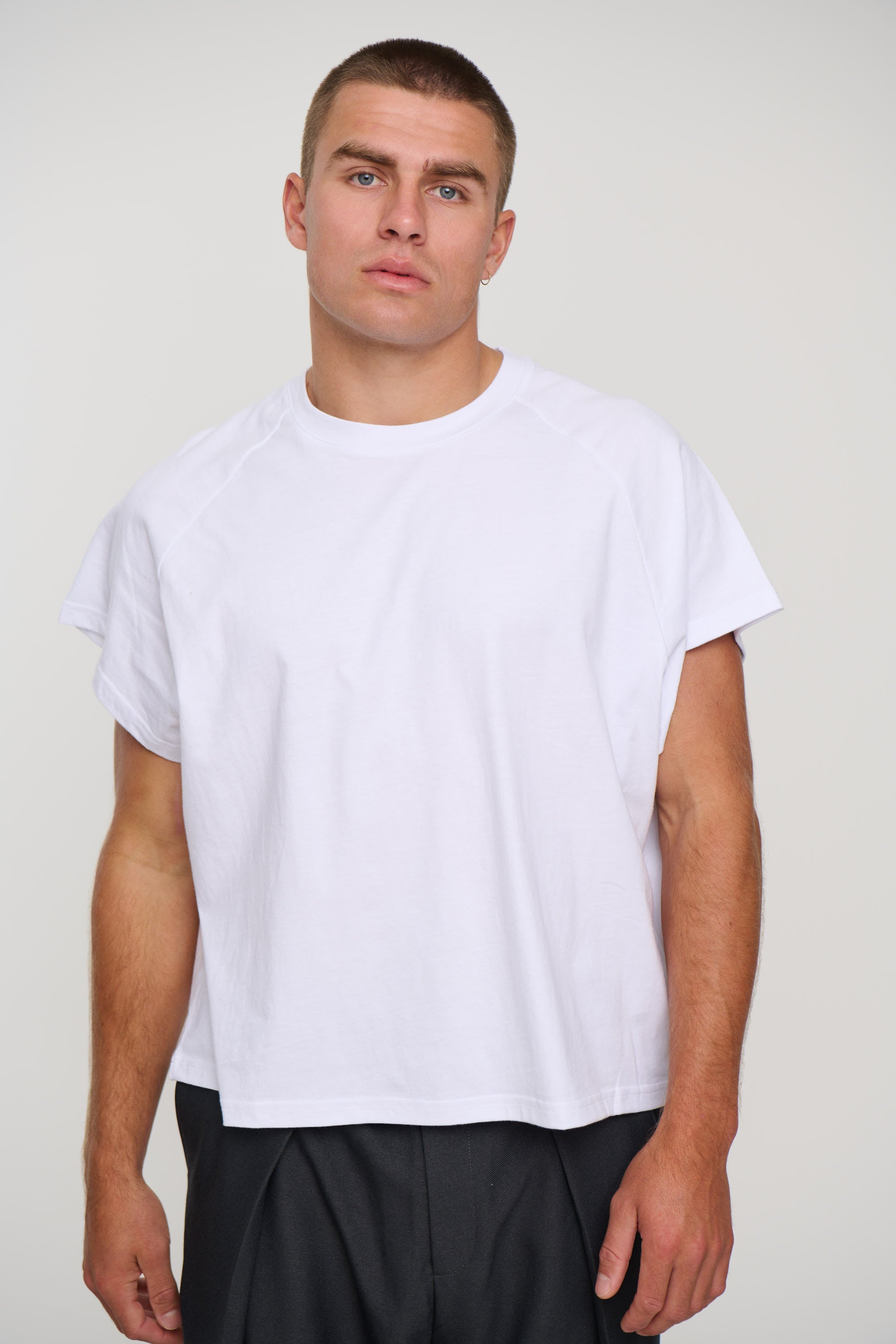 Raglan Crop Box Tank White