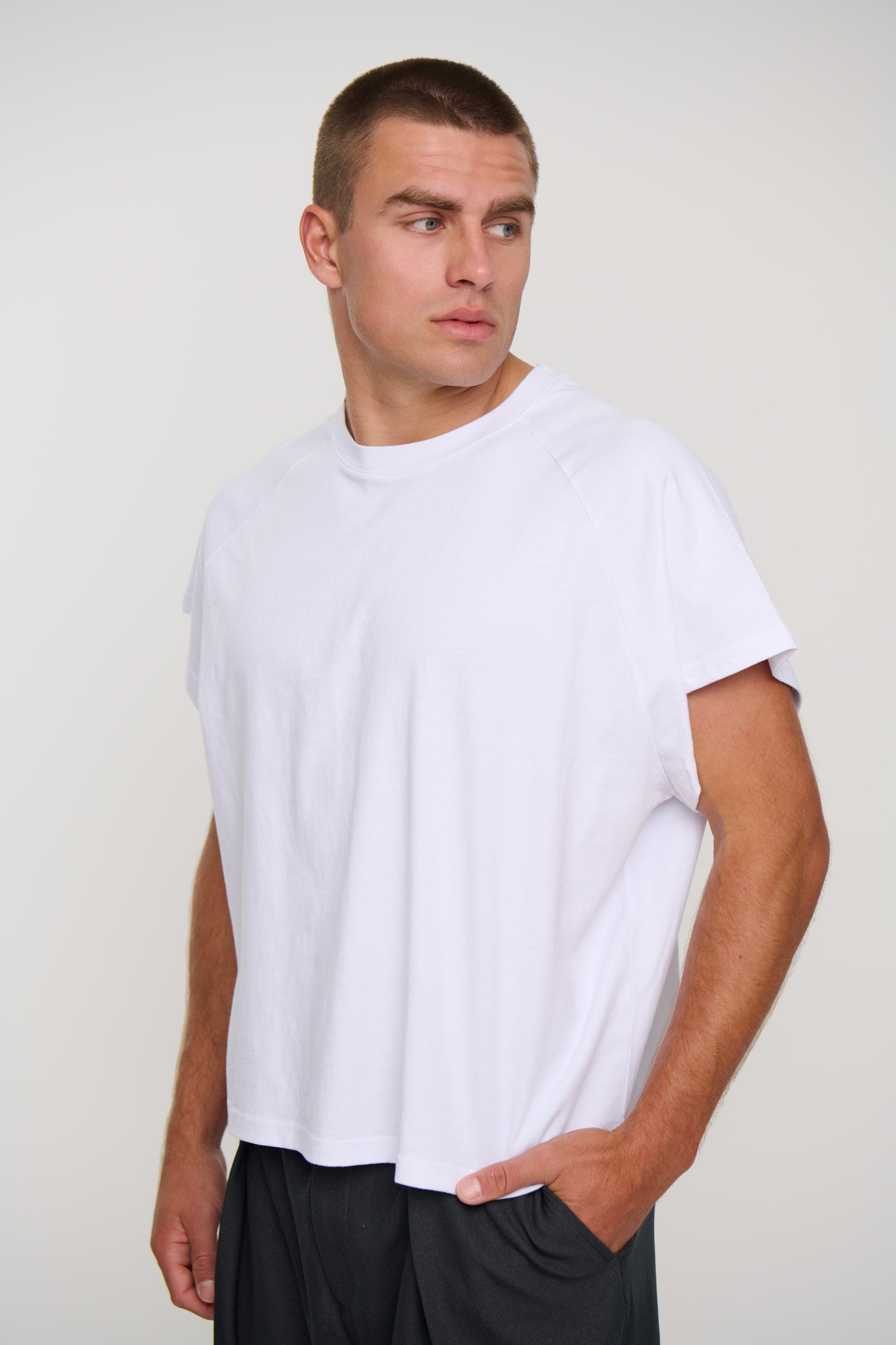 Raglan Crop Box Tank White