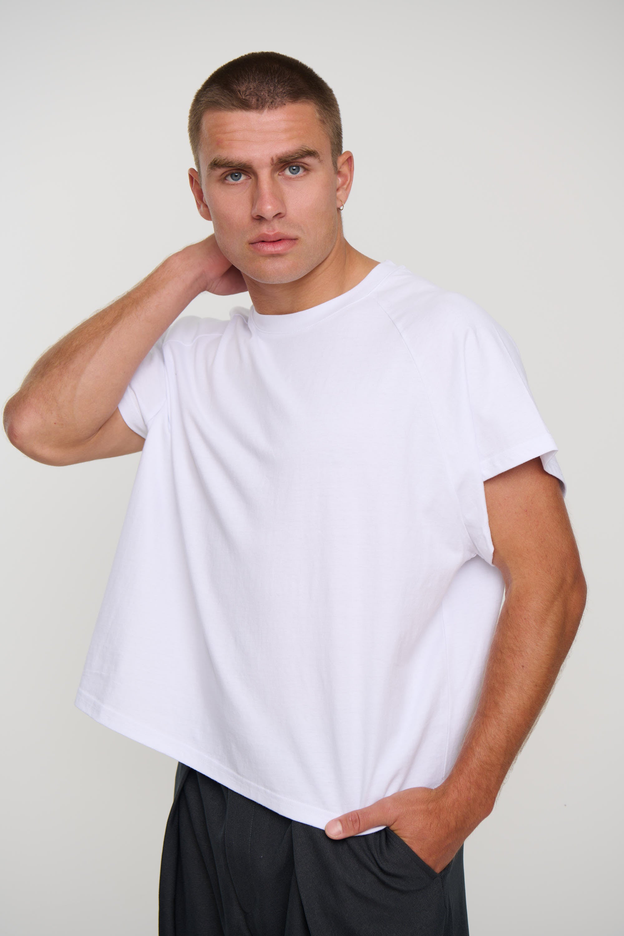 Raglan Crop Box Tank White