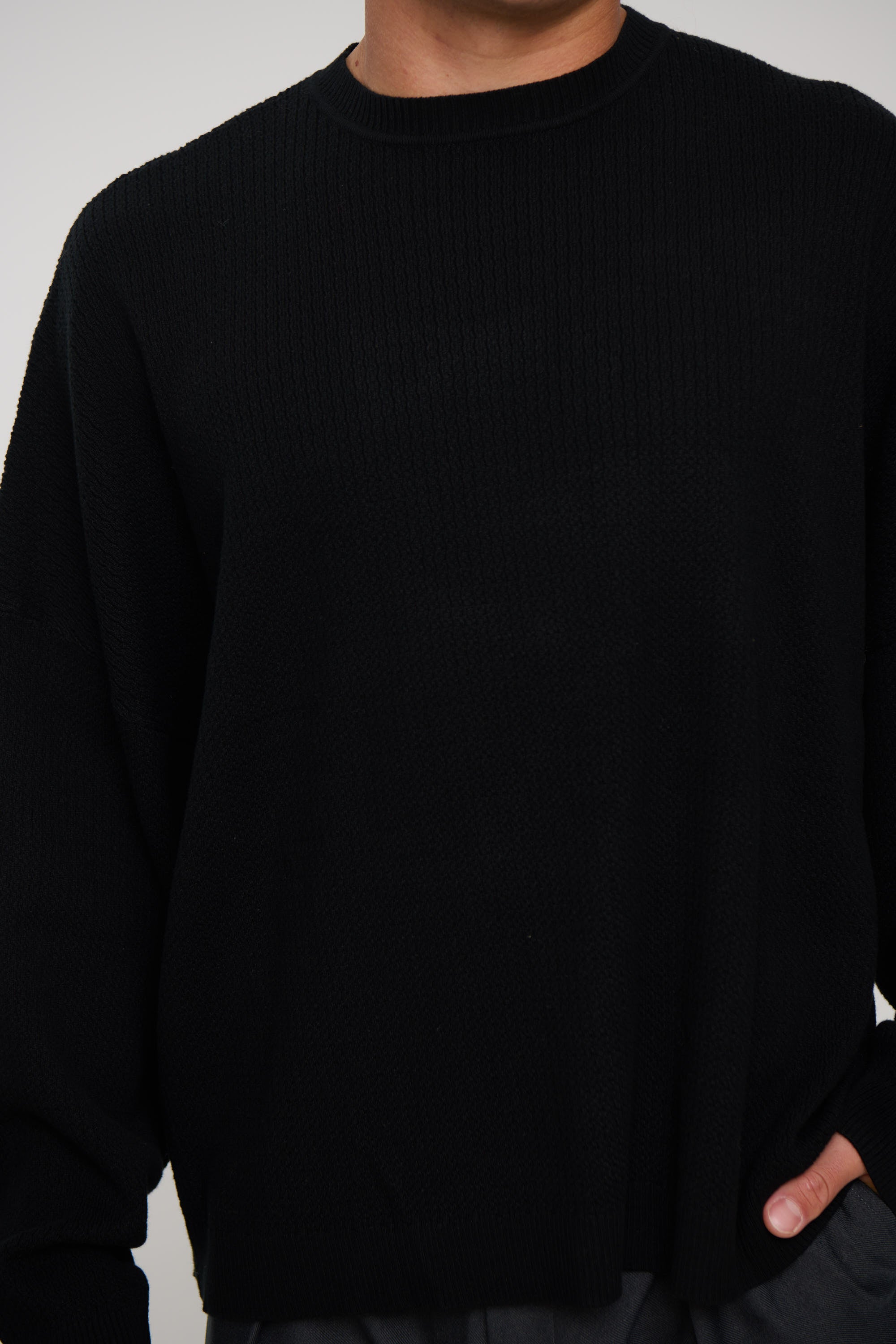 Drop Sleeve Heavy Knit Black