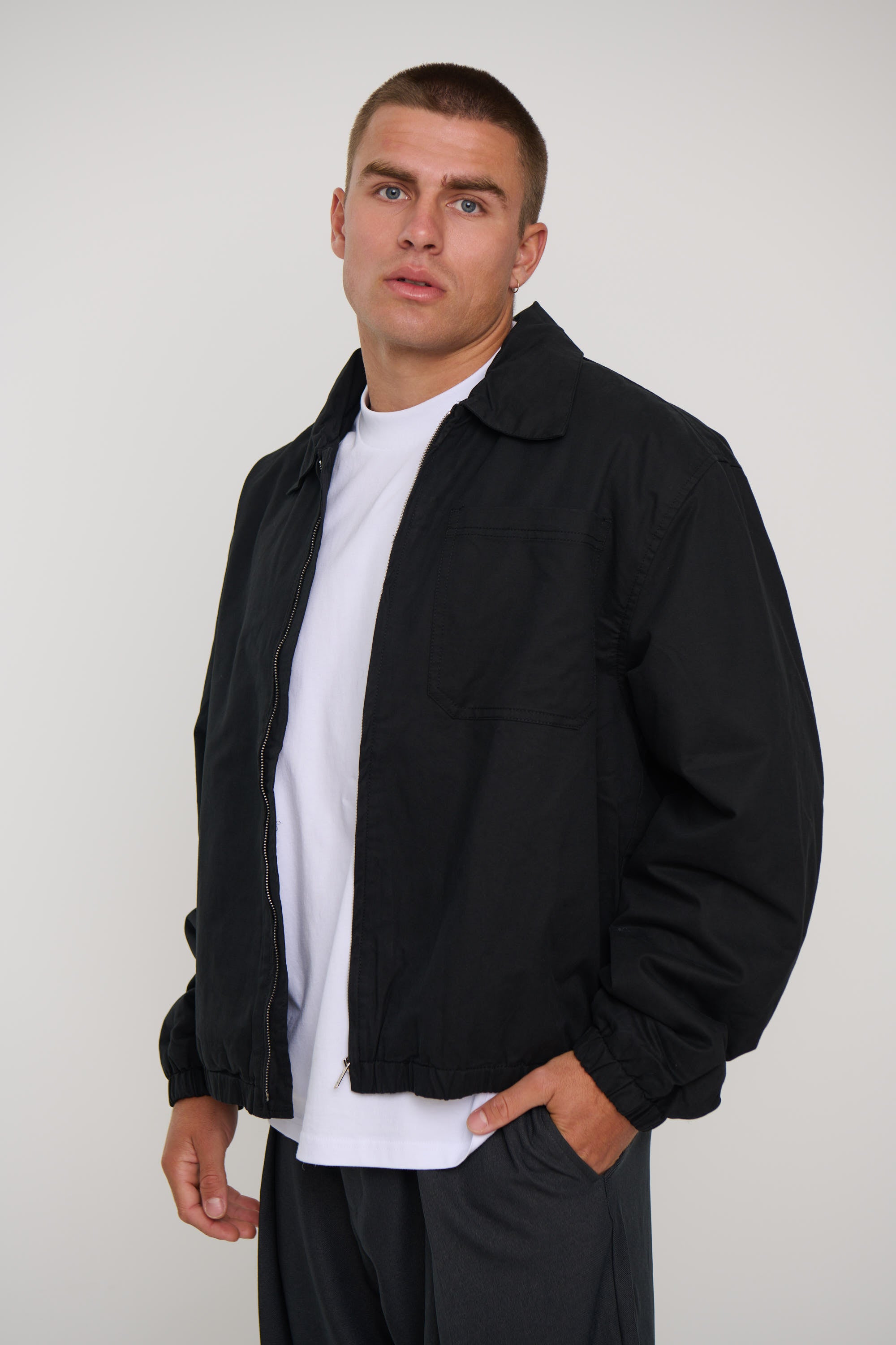 Charlie Soft Cotton Bomber Black