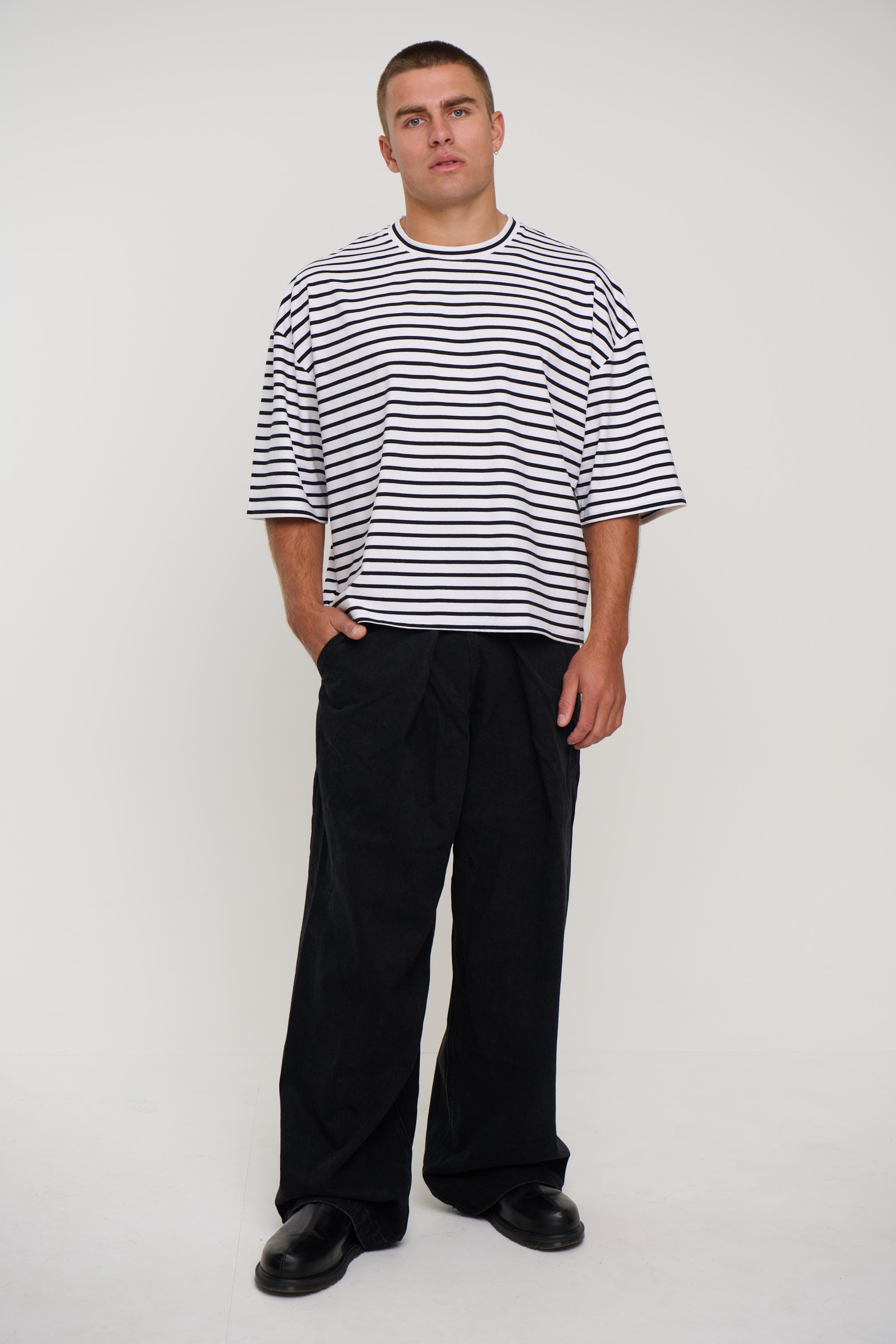 NTH Crop Box Tee White Stripe