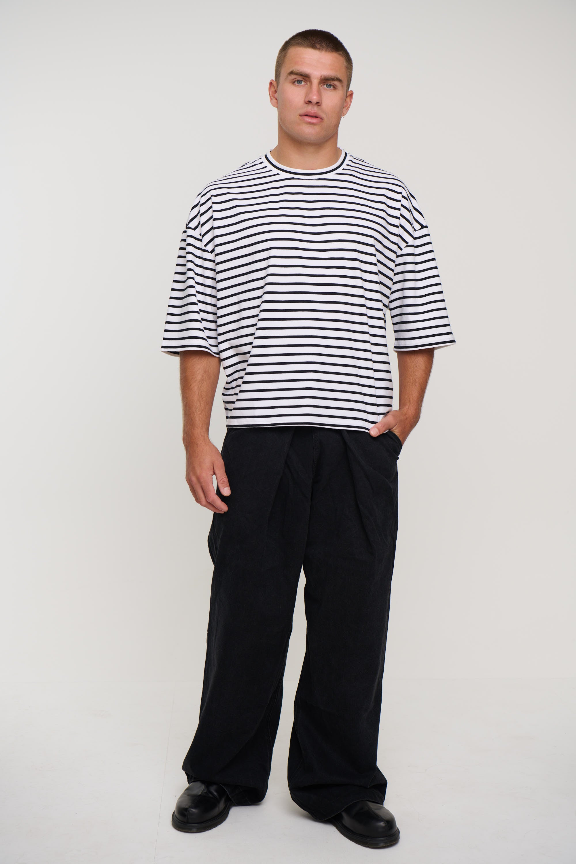 NTH Crop Box Tee White Stripe