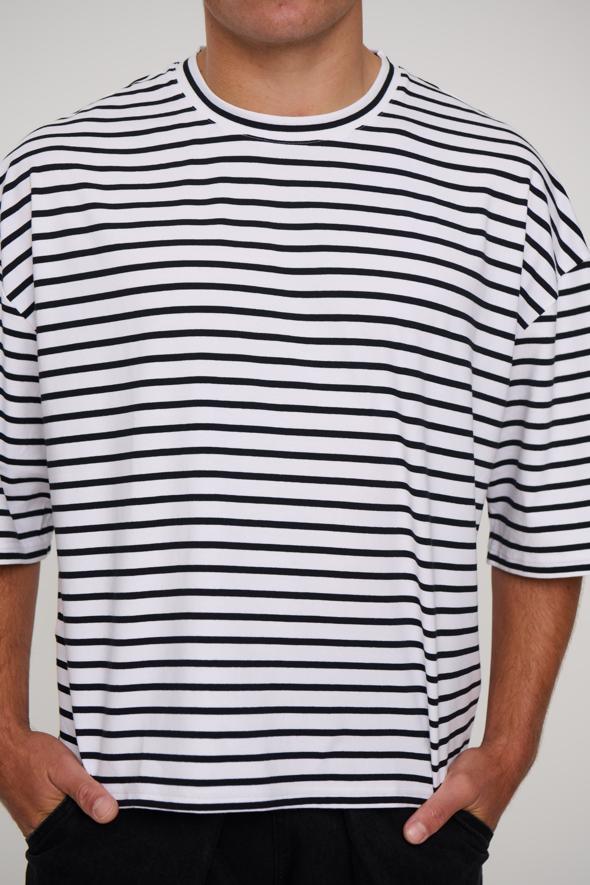 NTH Crop Box Tee White Stripe