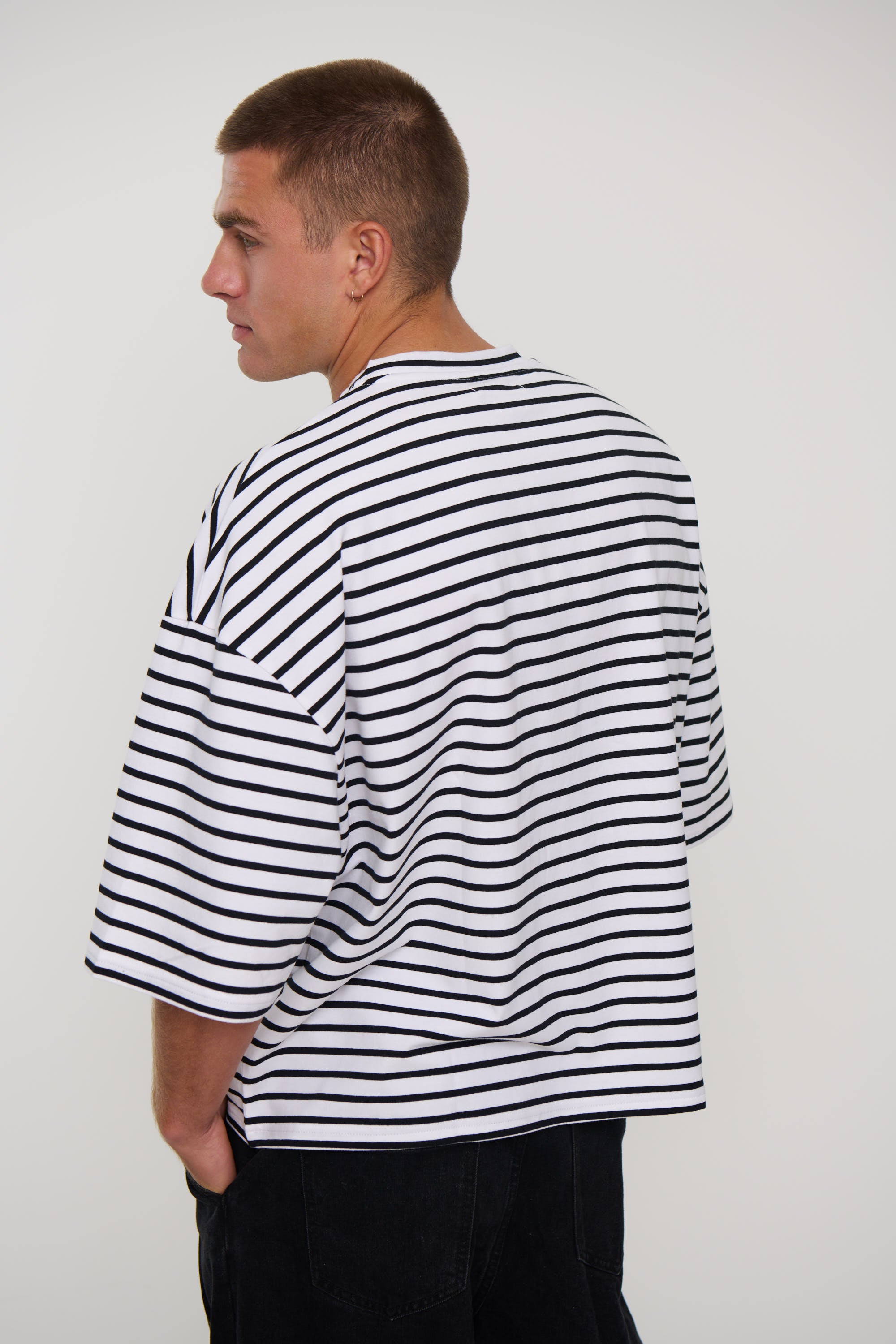 NTH Crop Box Tee White Stripe