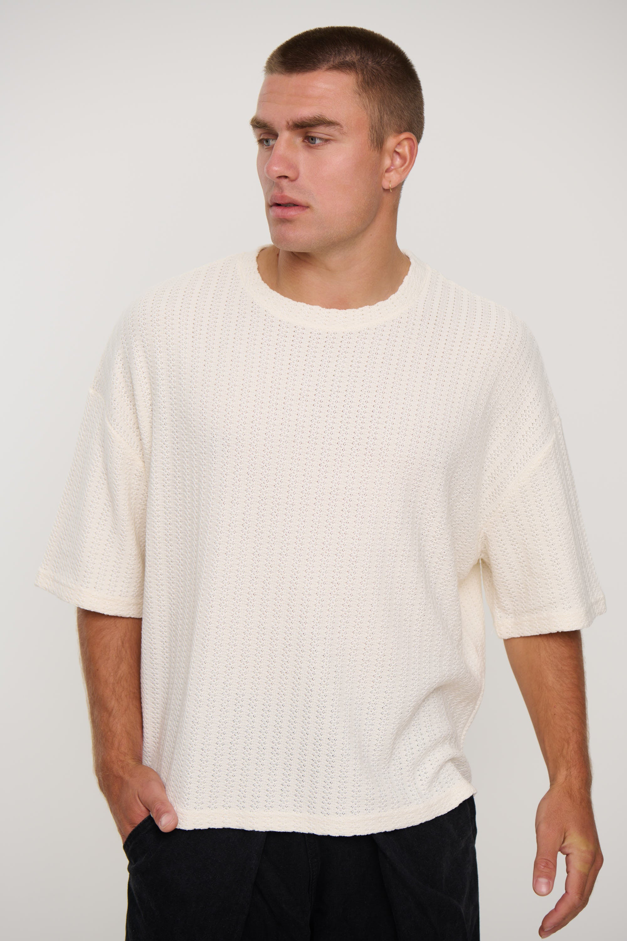 Vinnie Two Thread Stitch Tee White