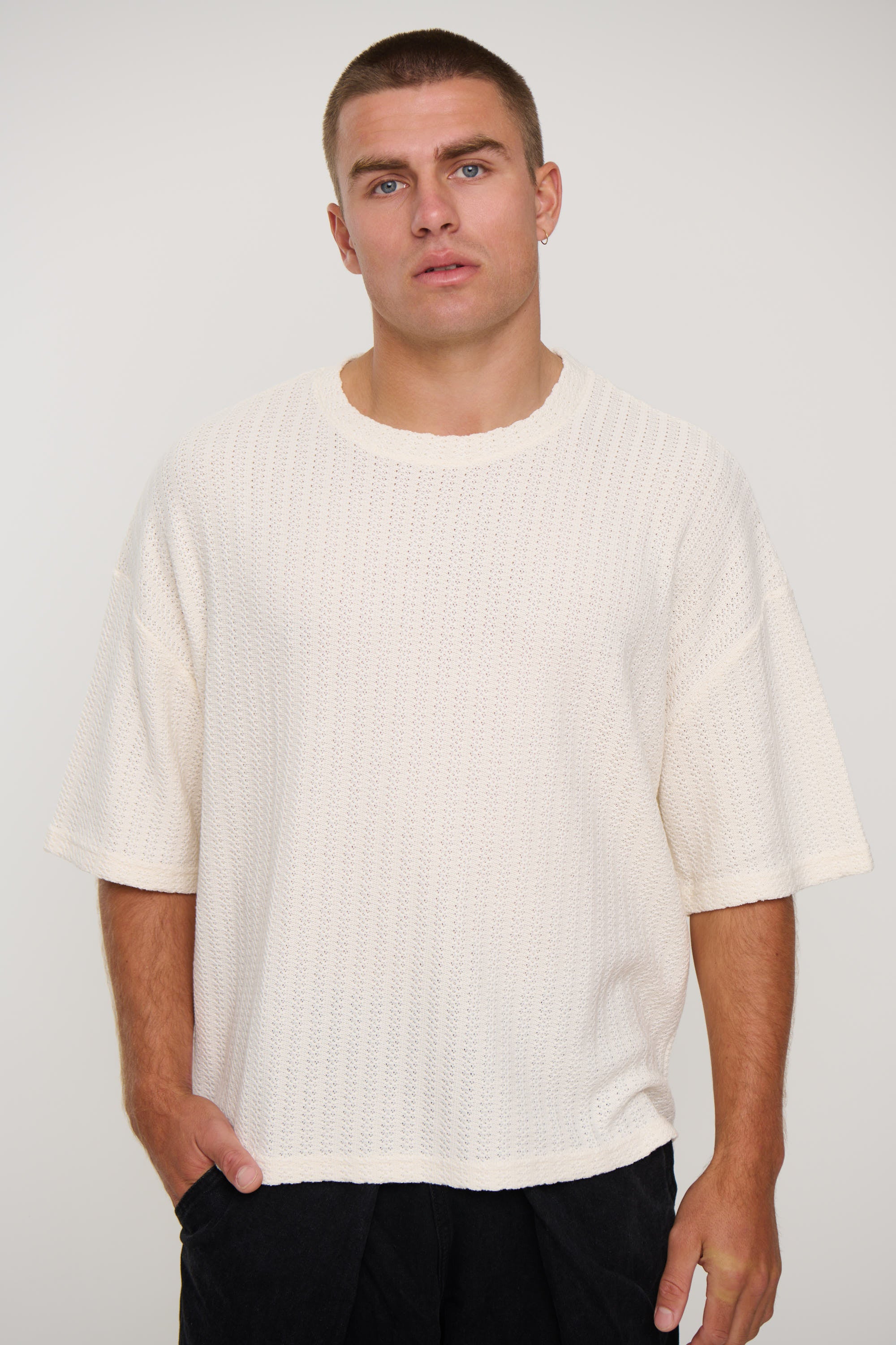 Vinnie Two Thread Stitch Tee White